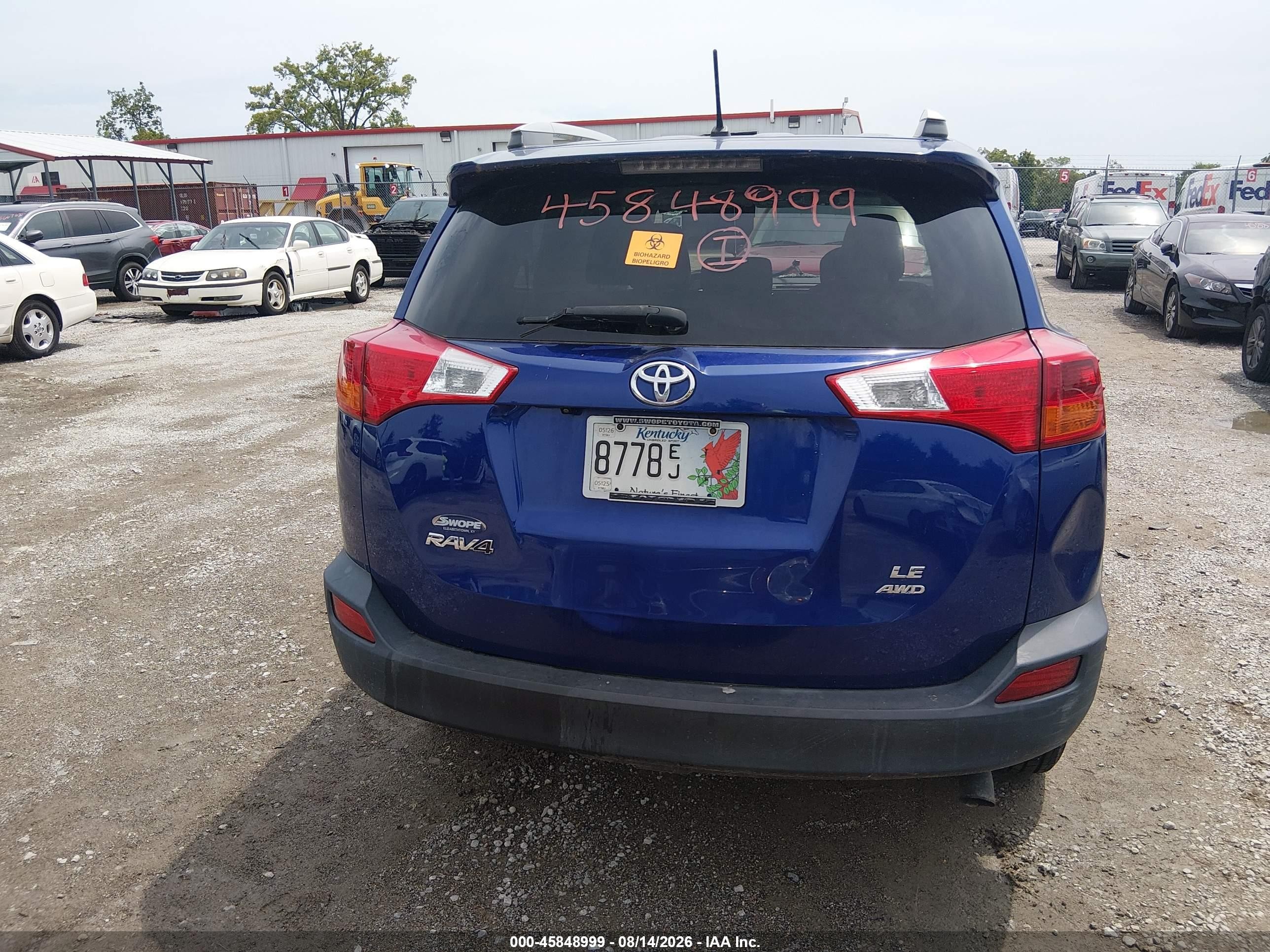 2015 Toyota Rav4 Le Blue vin: 2T3BFREV5FW344783