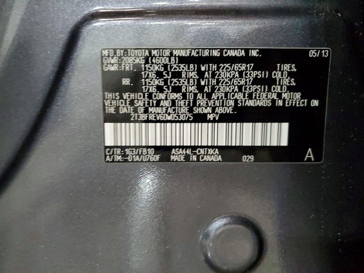 2013 Toyota Rav4 Le Gray vin: 2T3BFREV6DW053075