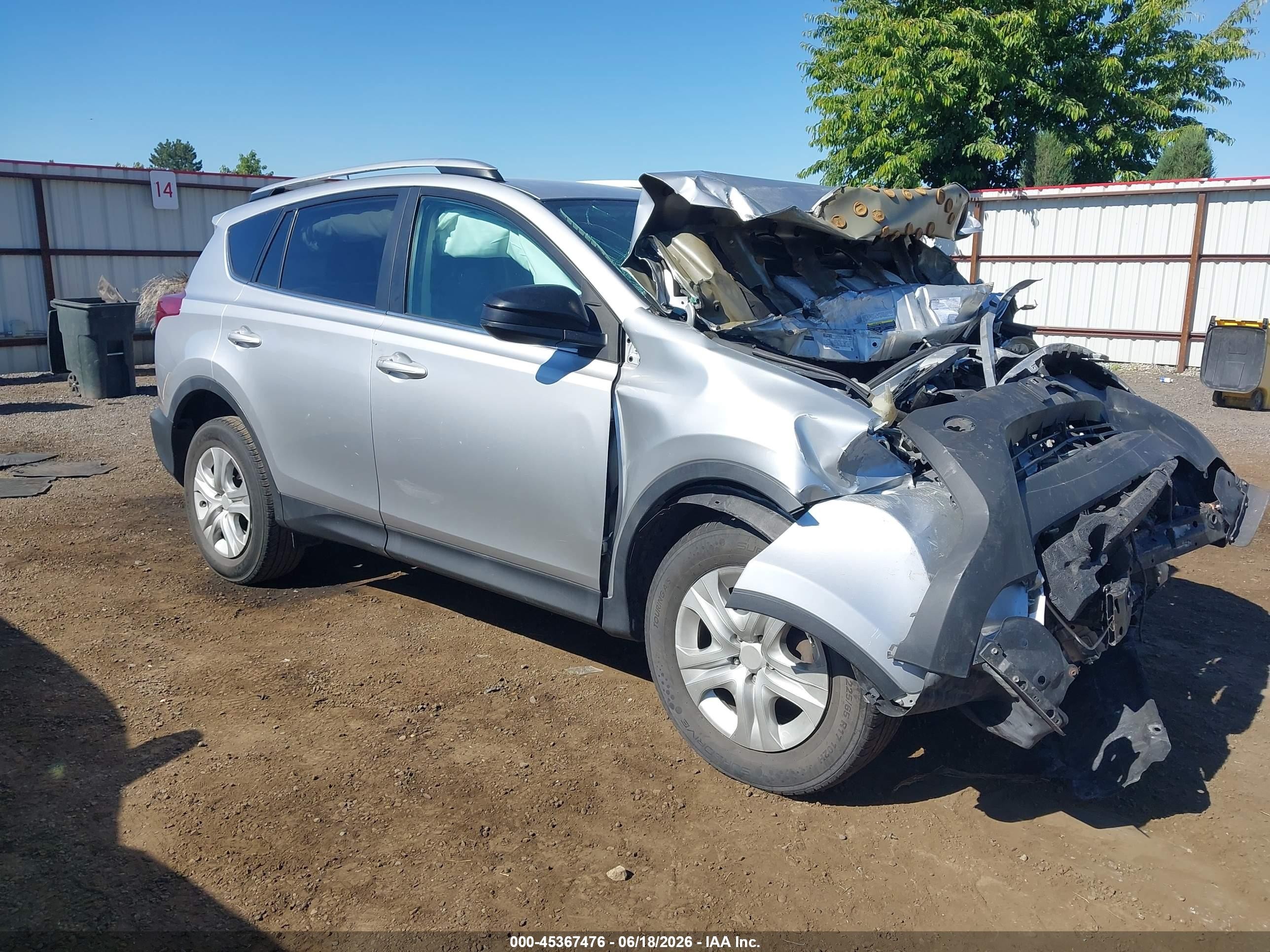 2013 Toyota Rav4 Le Silver vin: 2T3BFREV9DW033693