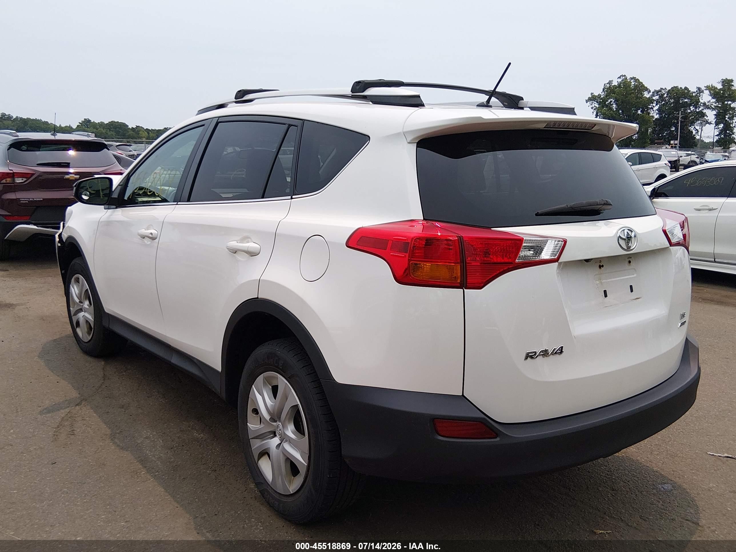 2013 Toyota Rav4 Le White vin: 2T3BFREV9DW108862
