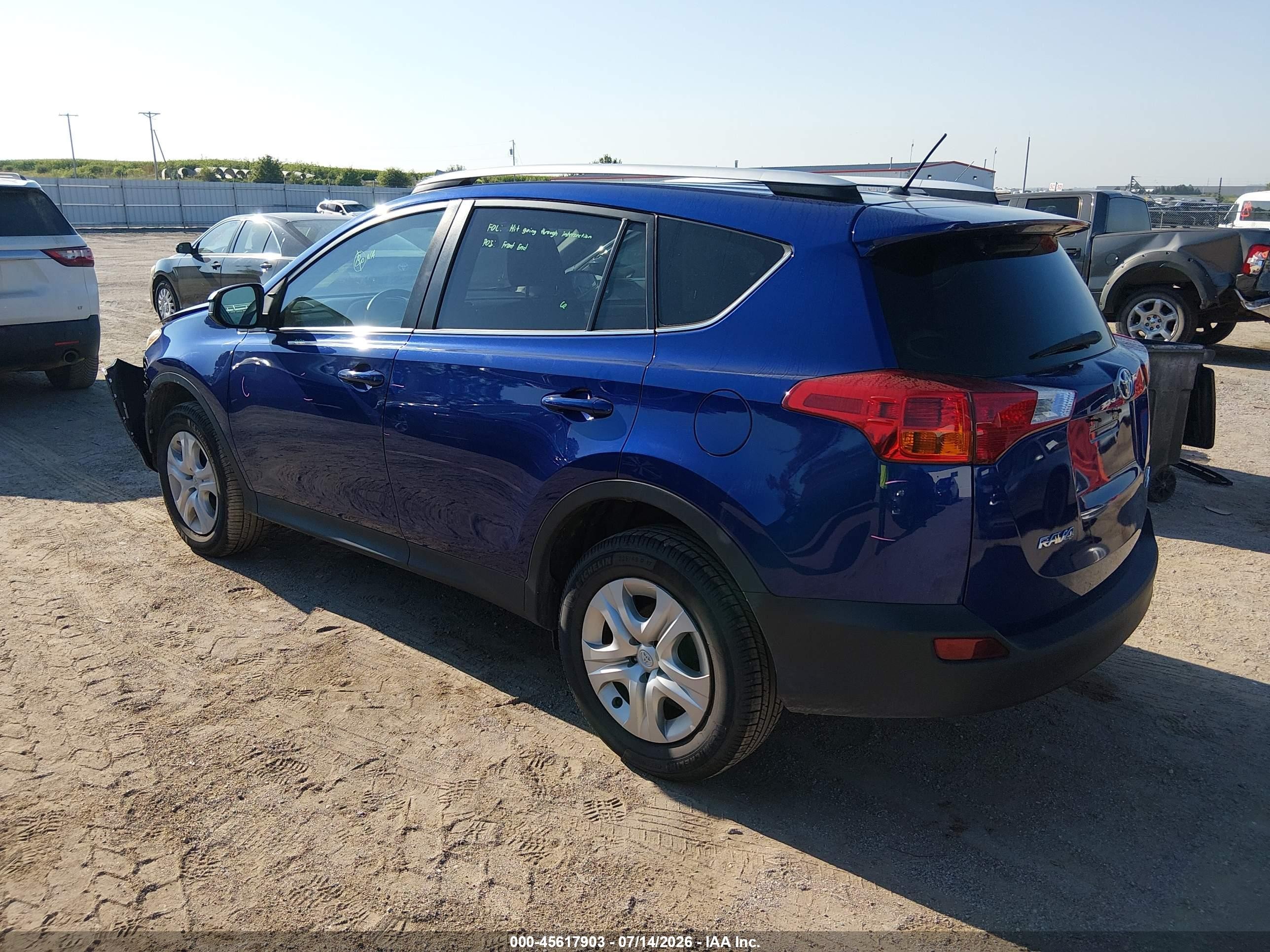 2015 Toyota Rav4 Le Blue vin: 2T3BFREV9FW401910