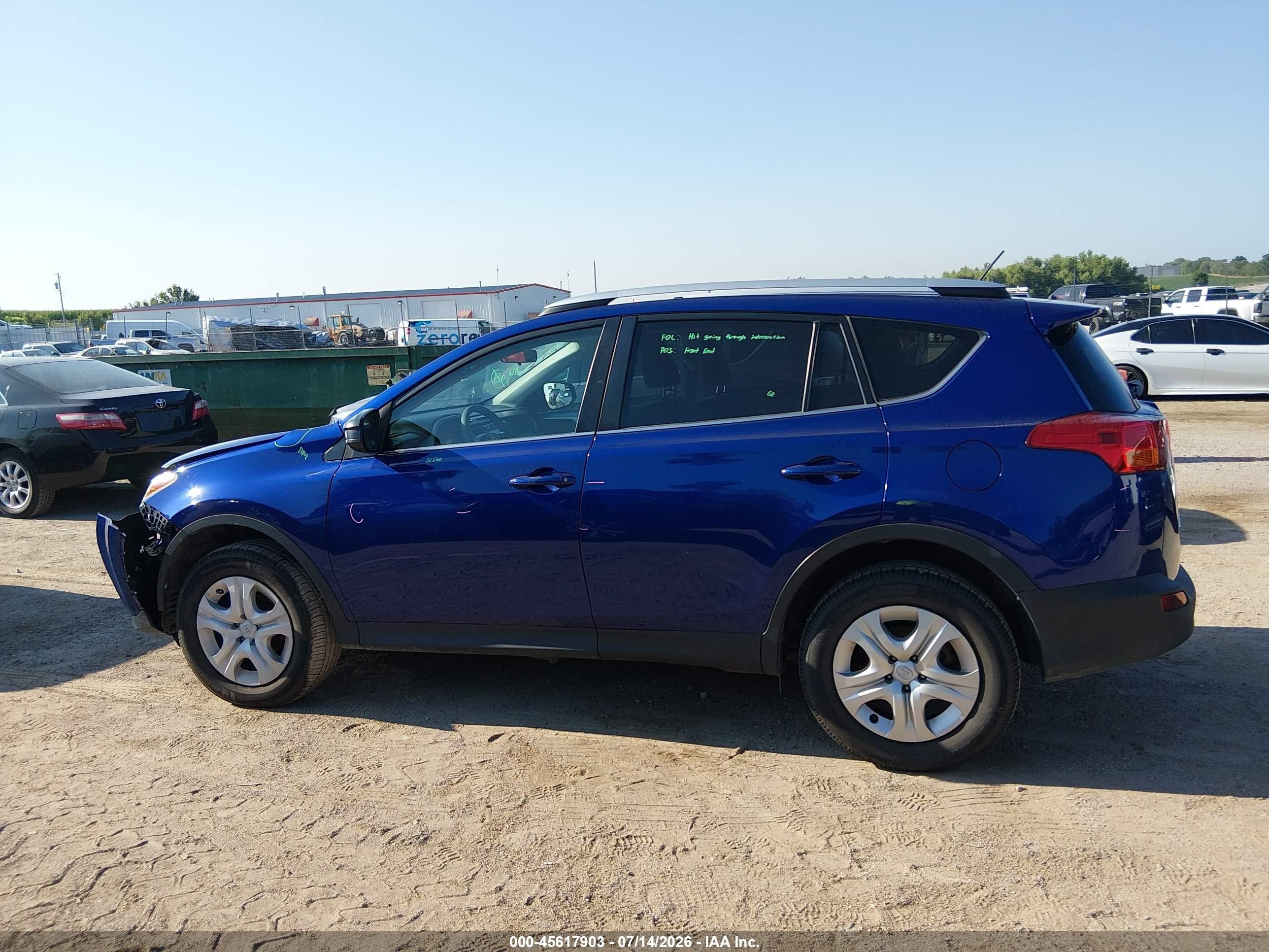 2015 Toyota Rav4 Le Blue vin: 2T3BFREV9FW401910