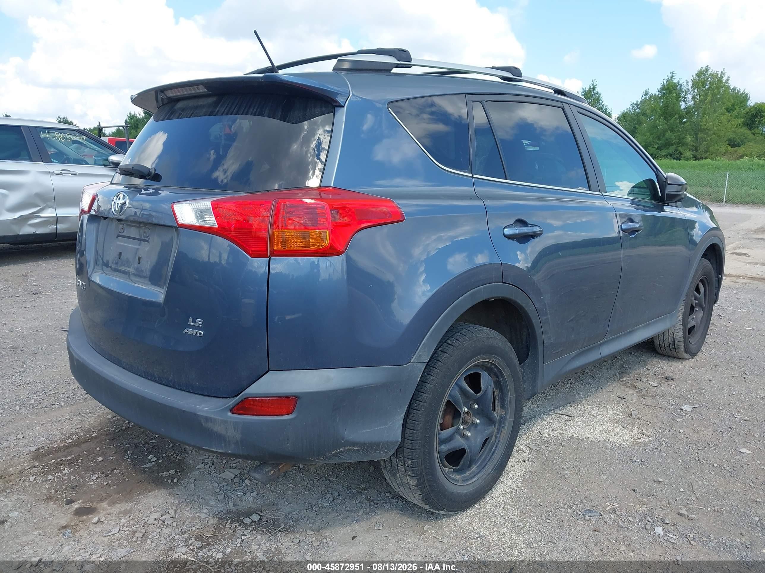 2013 Toyota Rav4 Le Blue vin: 2T3BFREVXDW019771