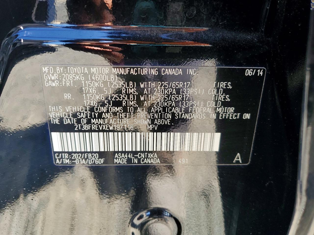 2014 Toyota Rav4 Le Черный vin: 2T3BFREVXEW197116