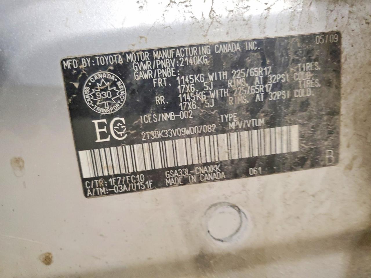 2009 Toyota Rav4 Base Серебряный vin: 2T3BK33V09W007082