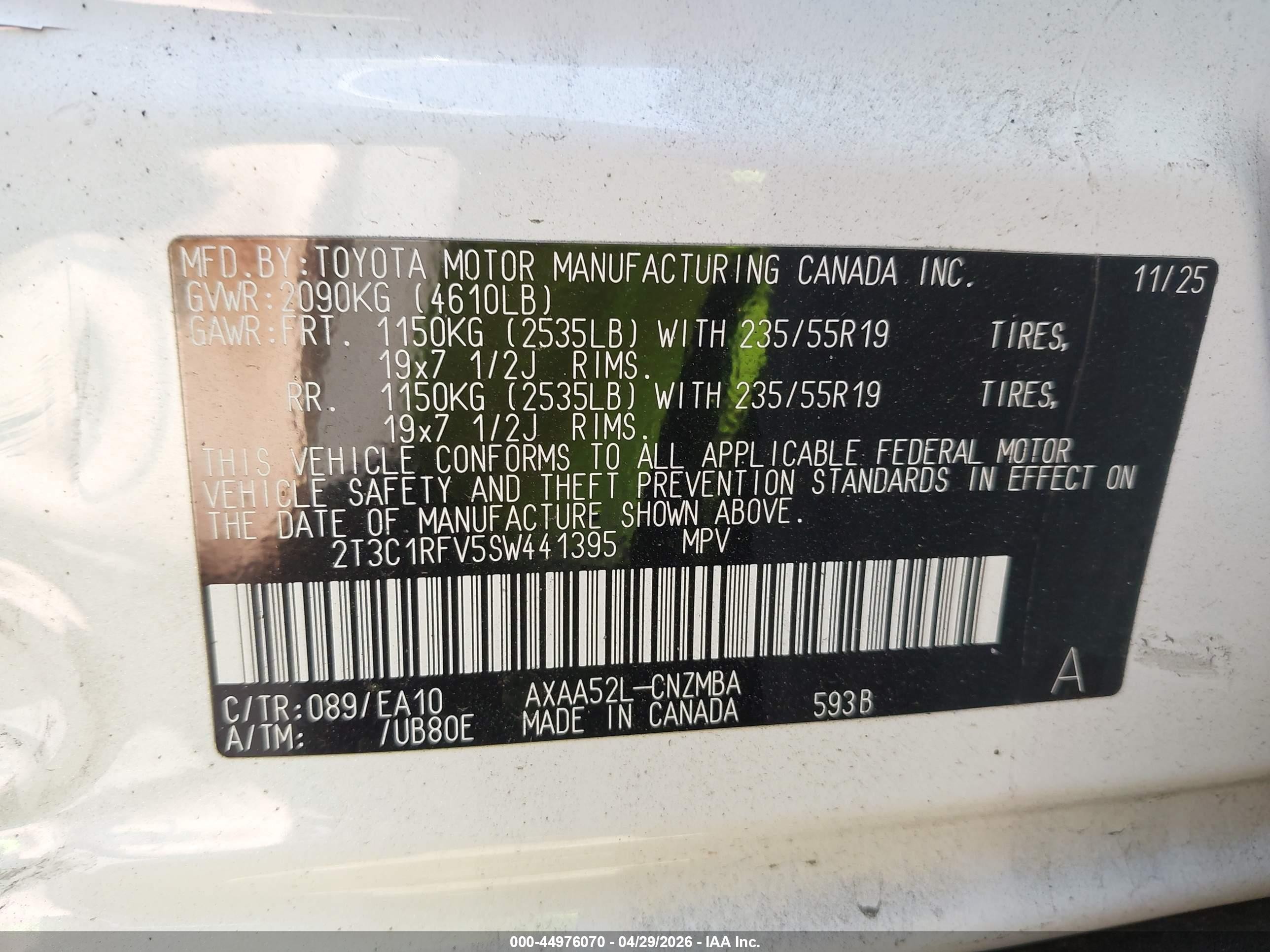 2025 Toyota Rav4 Xle Premium White vin: 2T3C1RFV5SW441395