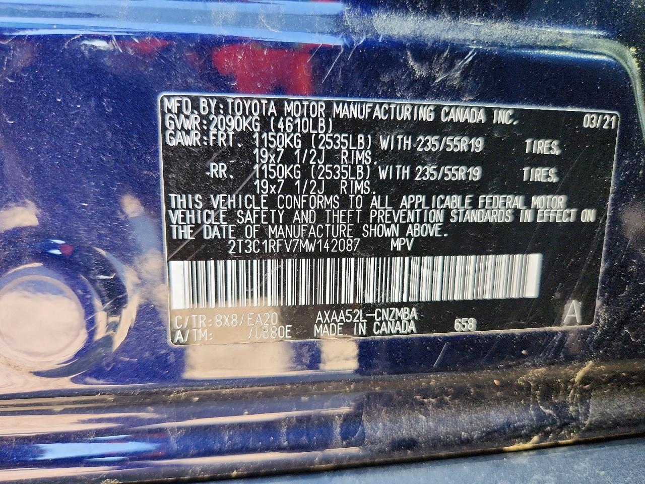 2021 Toyota Rav4 Xle Premium Blue vin: 2T3C1RFV7MW142087