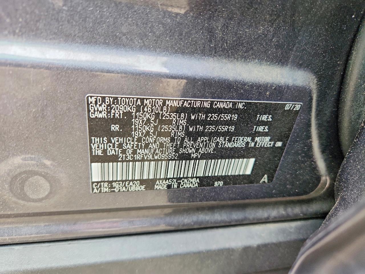 2020 Toyota Rav4 Xle Premium Gray vin: 2T3C1RFV9LW095952