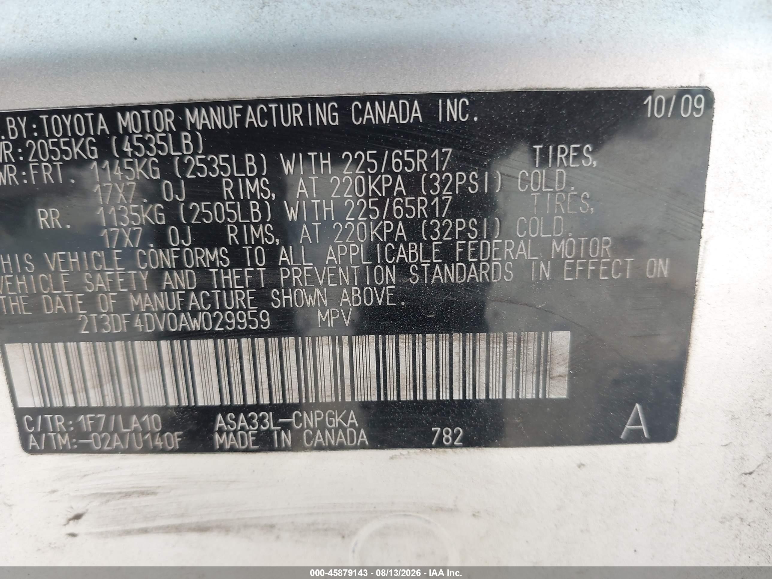 2010 Toyota Rav4 Limited Silver vin: 2T3DF4DV0AW029959