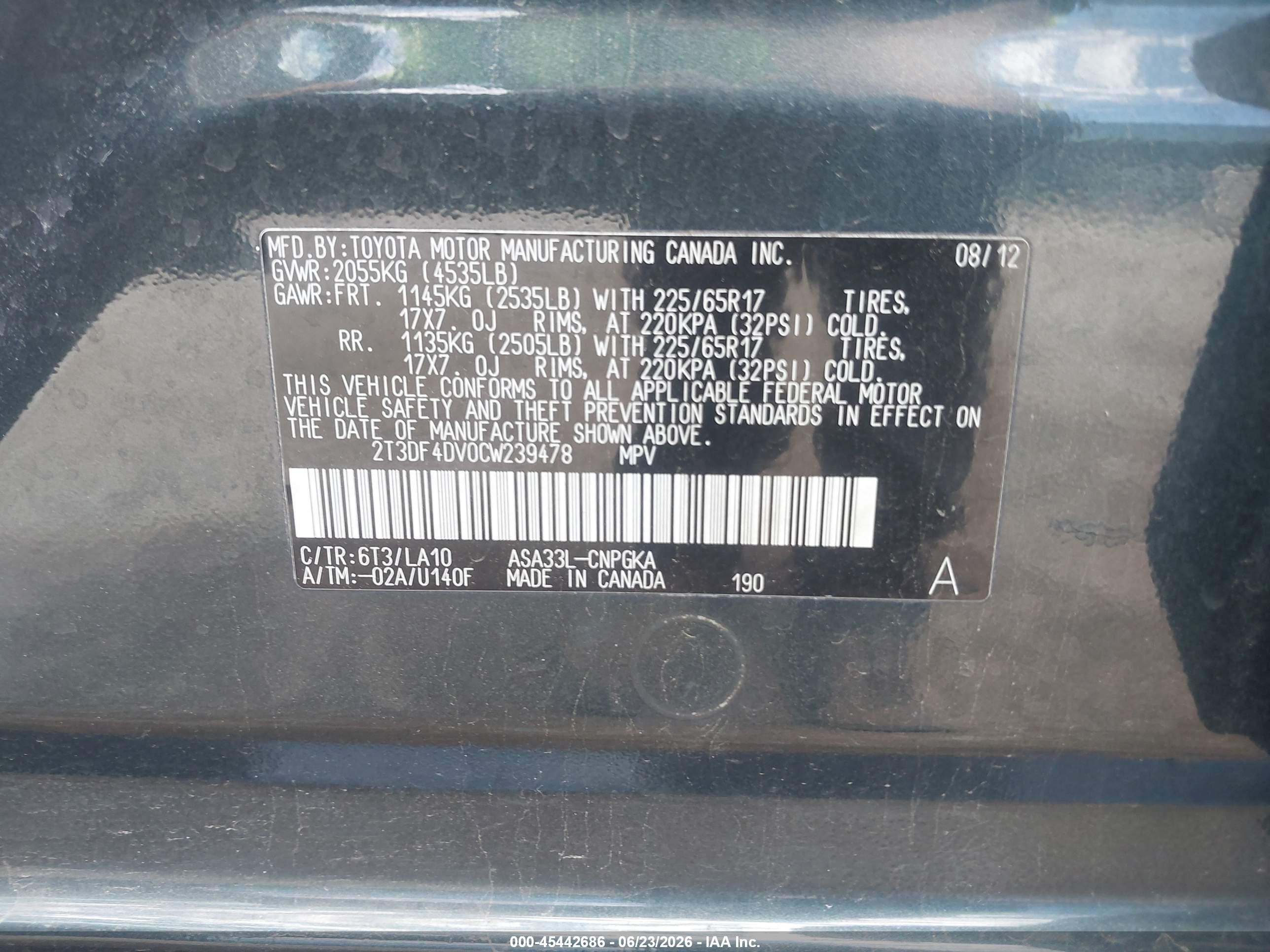 2012 Toyota Rav4 Limited Серый vin: 2T3DF4DV0CW239478