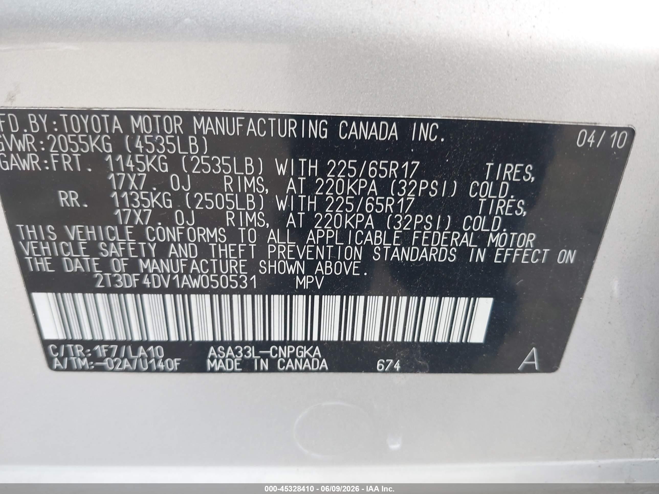 2010 Toyota Rav4 Limited Silver vin: 2T3DF4DV1AW050531
