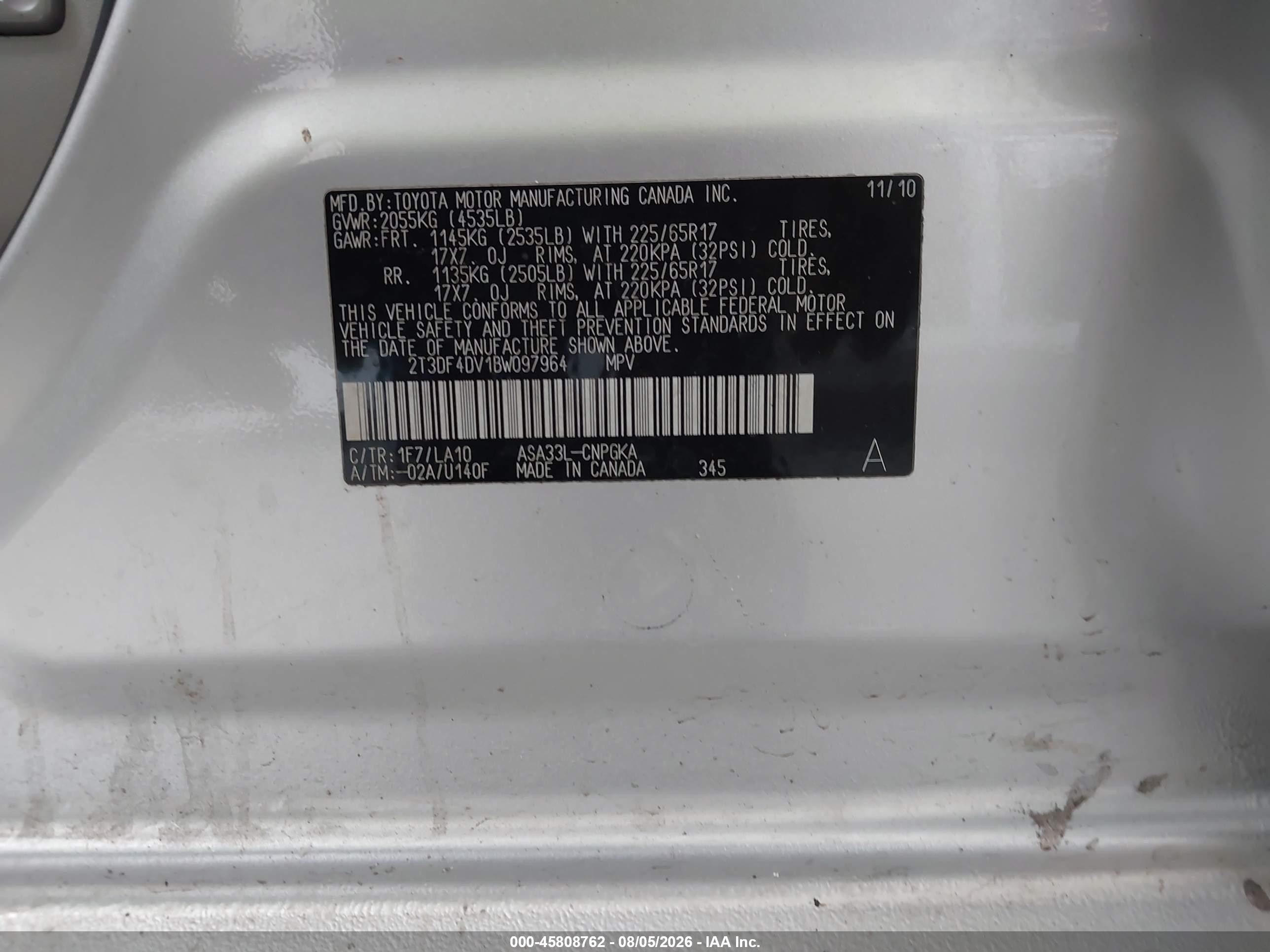 2011 Toyota Rav4 Limited Silver vin: 2T3DF4DV1BW097964