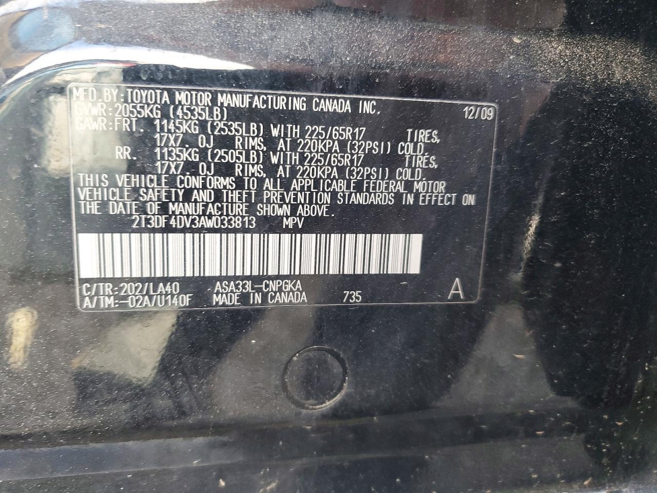 2010 Toyota Rav4 Limited Black vin: 2T3DF4DV3AW033813