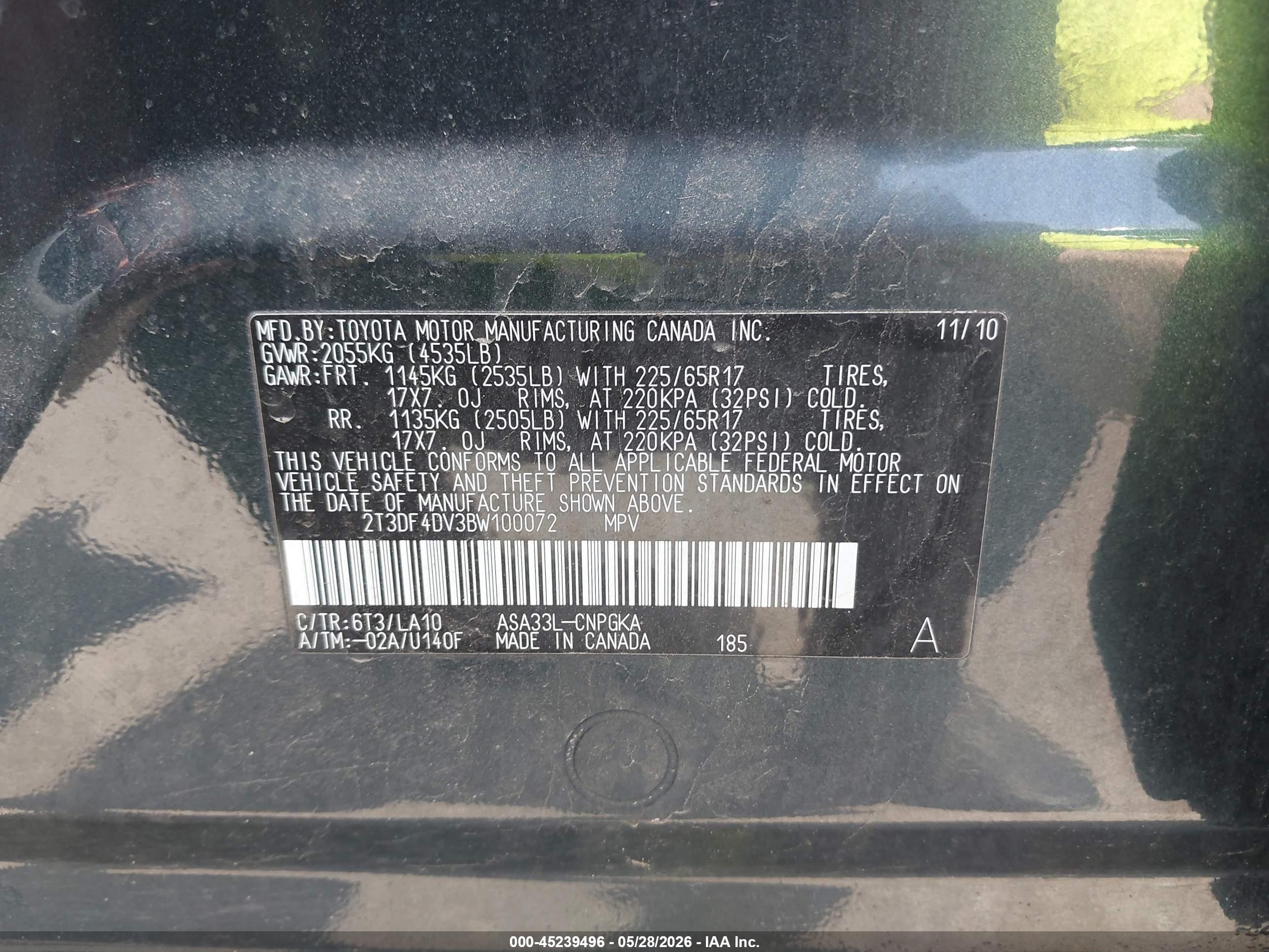 2011 Toyota Rav4 Limited Black vin: 2T3DF4DV3BW100072