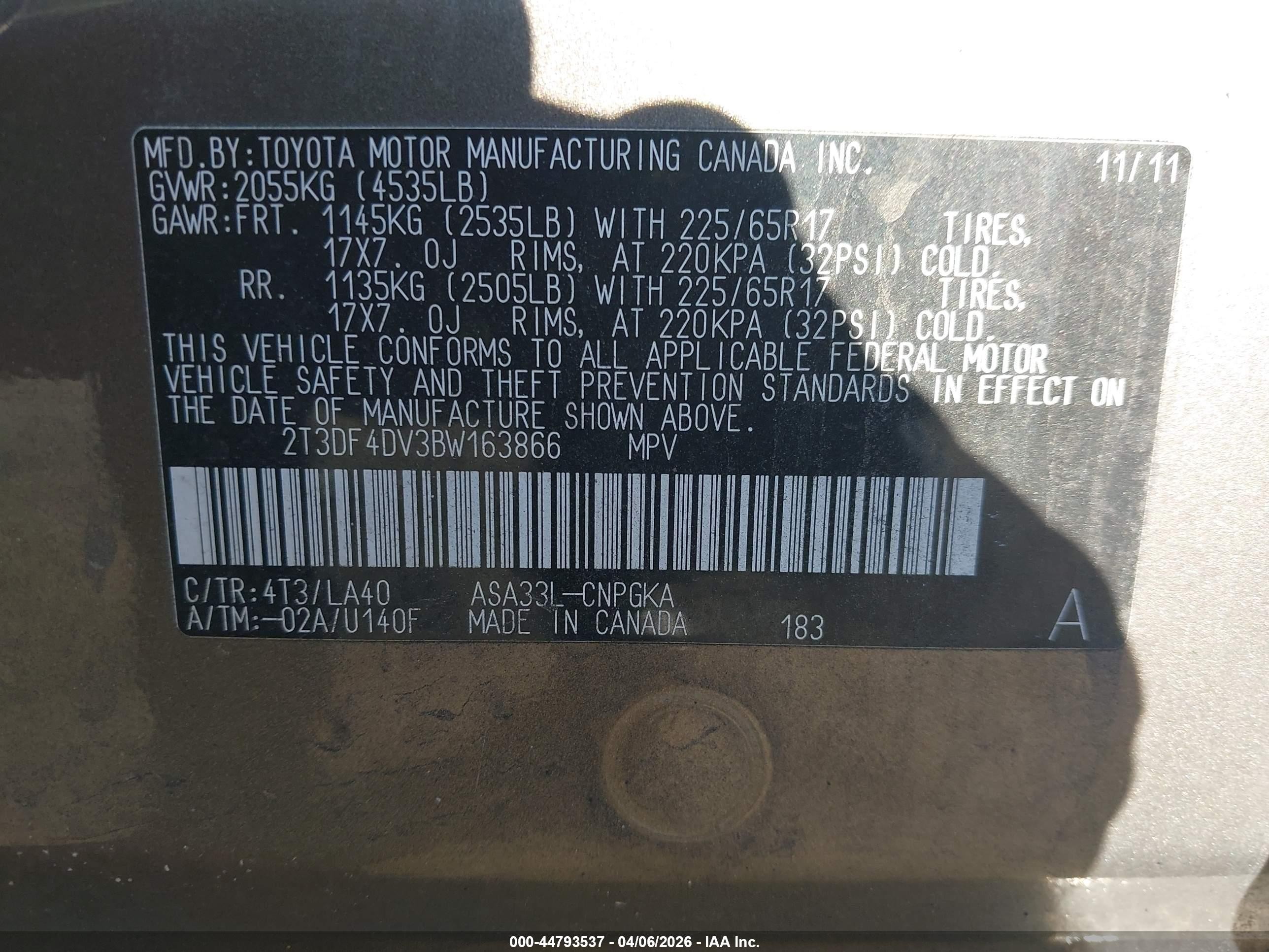 2011 Toyota Rav4 Limited Gray vin: 2T3DF4DV3BW163866