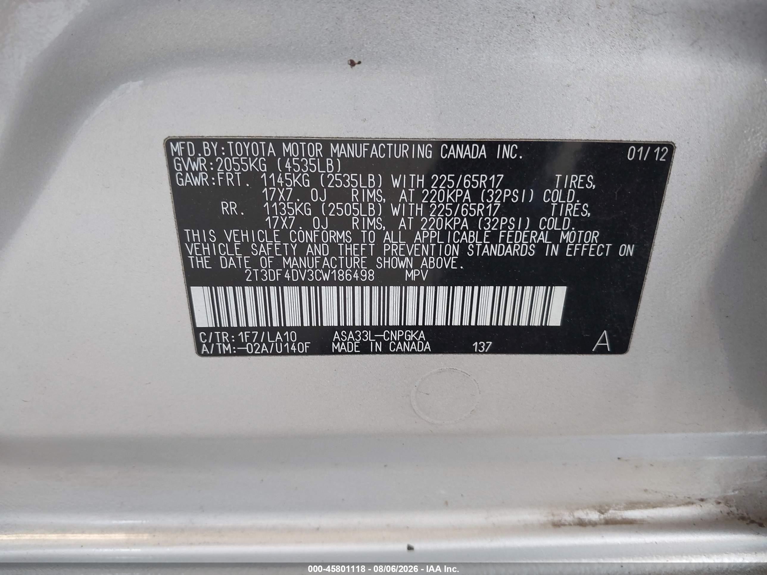 2012 Toyota Rav4 Limited Silver vin: 2T3DF4DV3CW186498