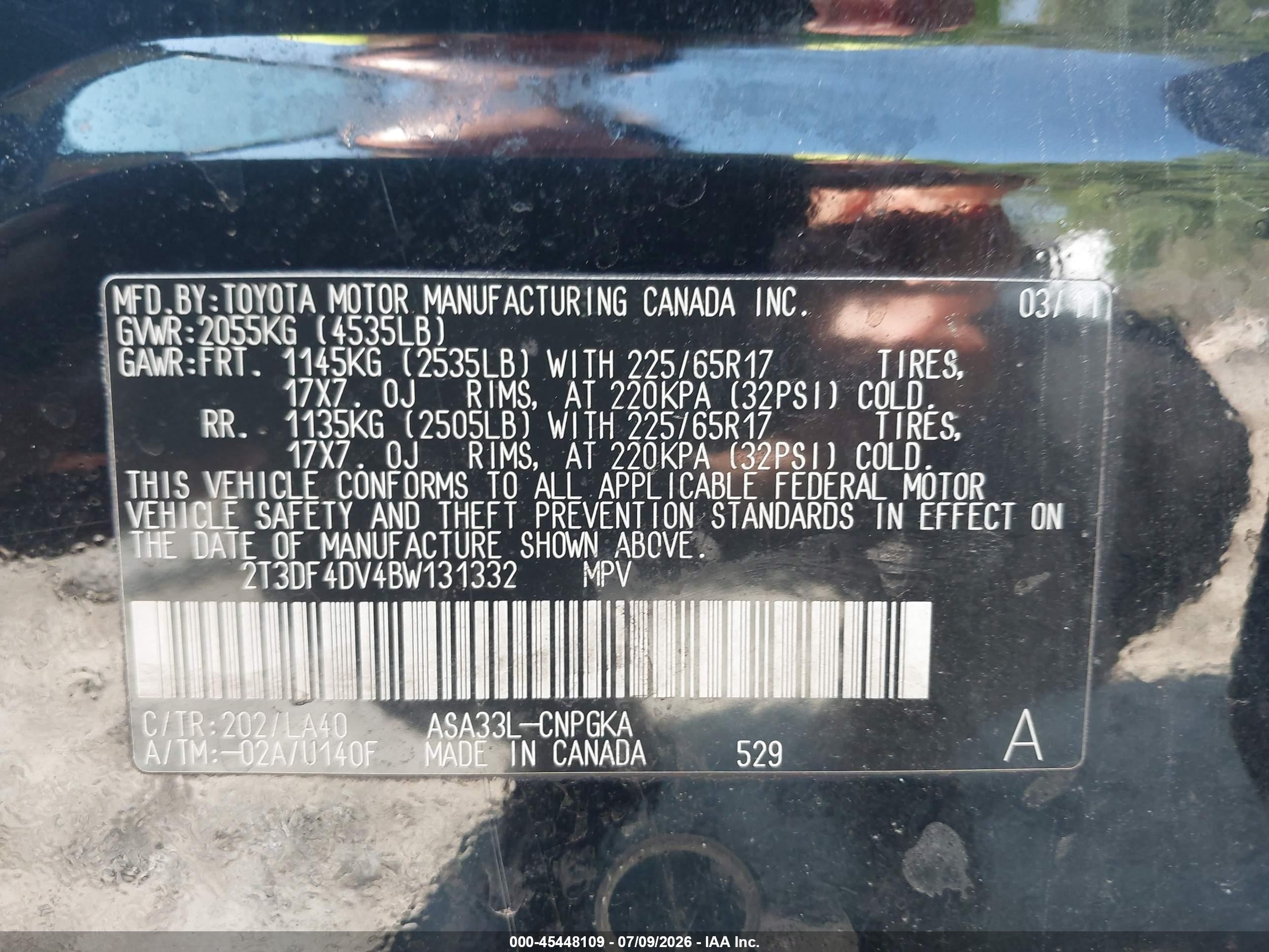 2011 Toyota Rav4 Limited Black vin: 2T3DF4DV4BW131332