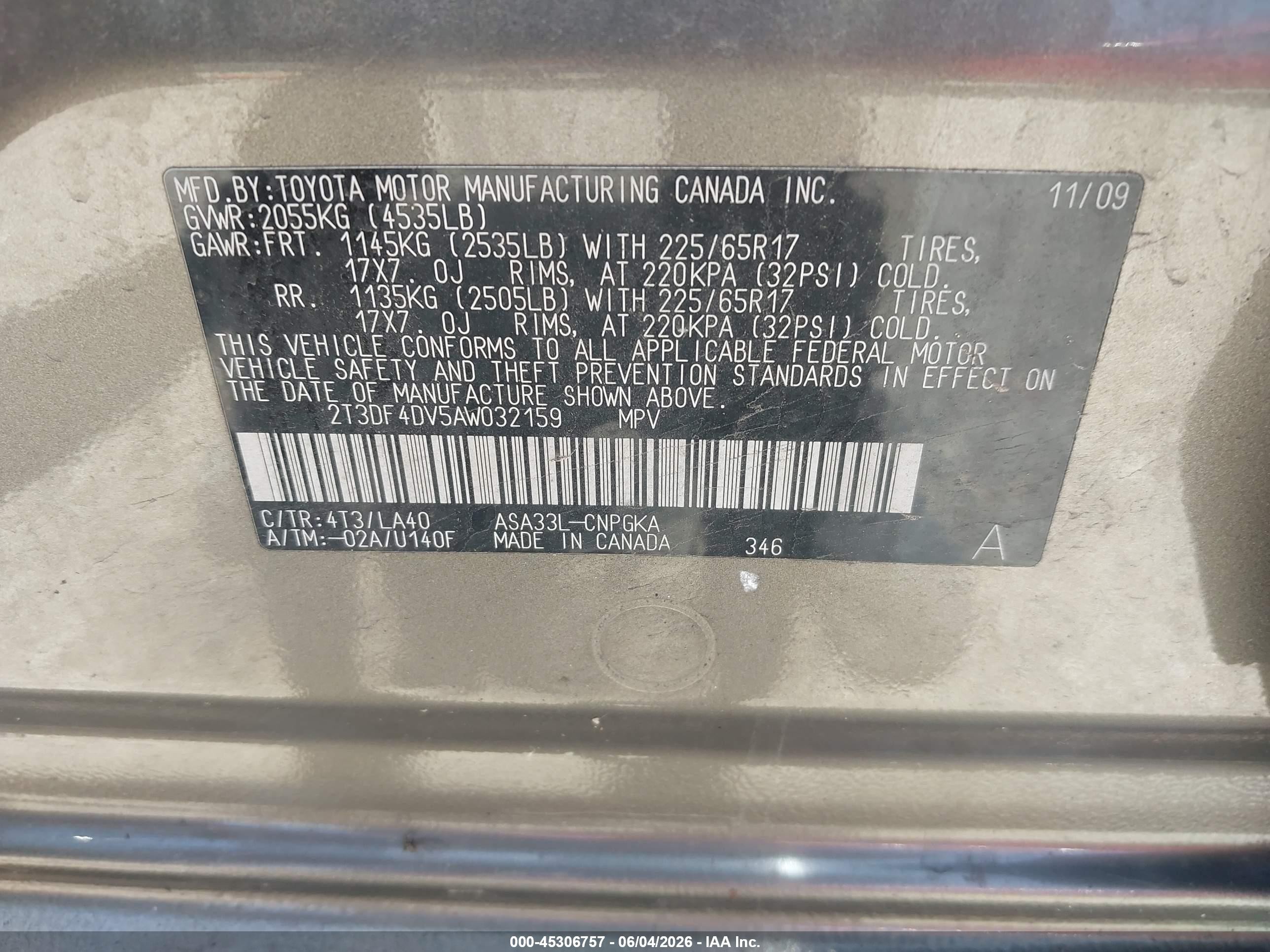 2010 Toyota Rav4 Limited Gray vin: 2T3DF4DV5AW032159