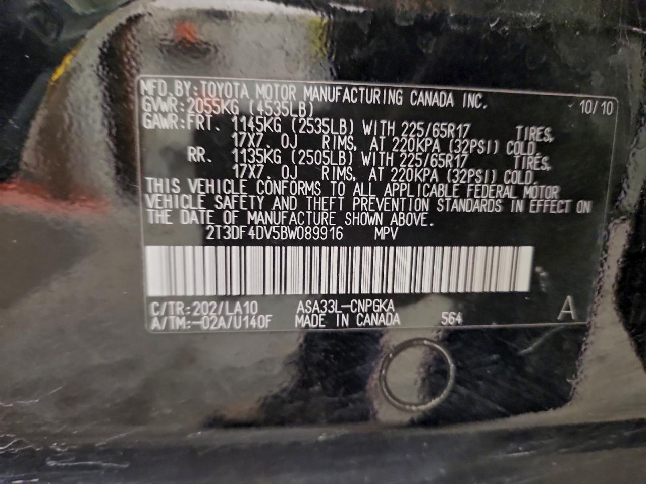 2011 Toyota Rav4 Limited Black vin: 2T3DF4DV5BW089916