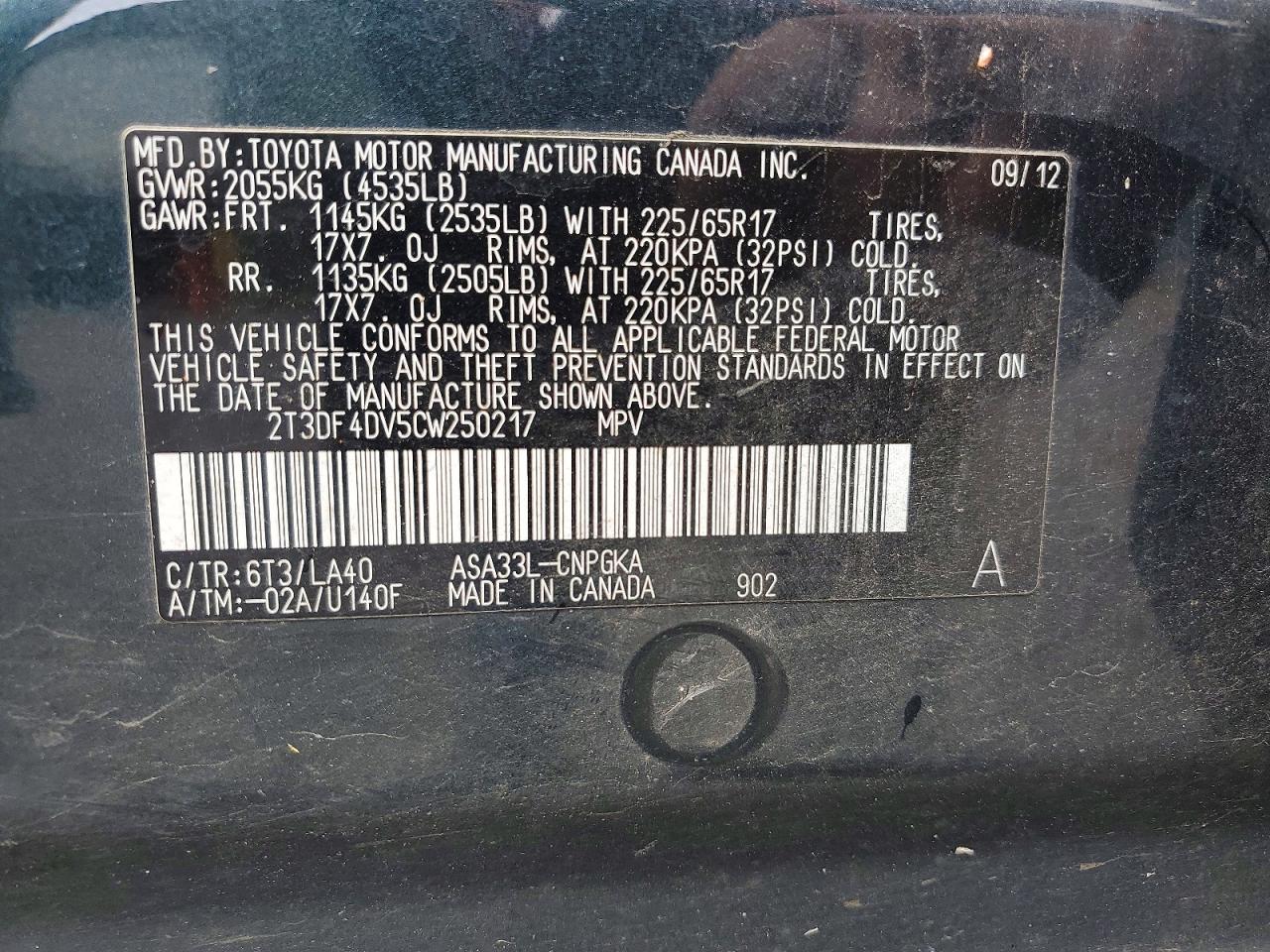 2012 Toyota Rav4 Limited Teal vin: 2T3DF4DV5CW250217