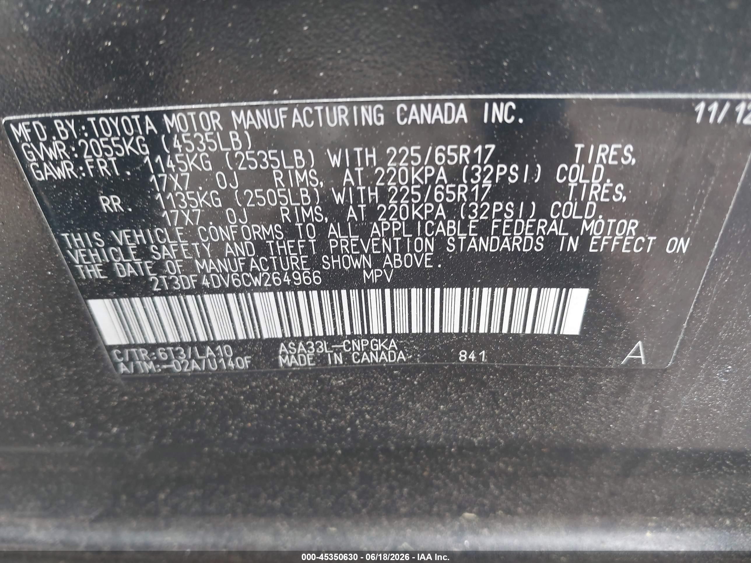 2012 Toyota Rav4 Limited Red vin: 2T3DF4DV6CW264966