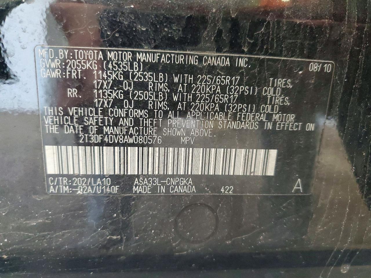 2010 Toyota Rav4 Limited Black vin: 2T3DF4DV8AW080576