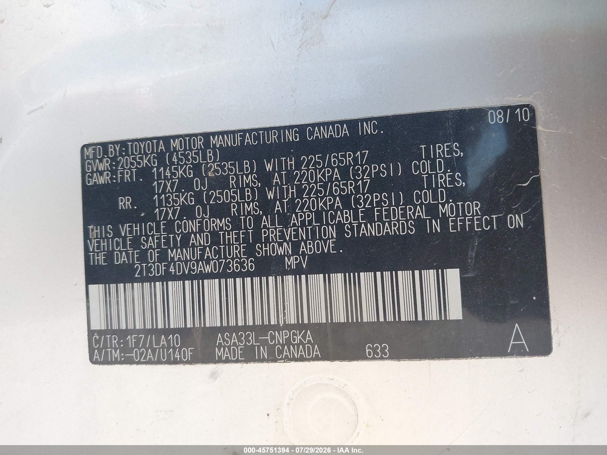 2010 Toyota Rav4 Limited Silver vin: 2T3DF4DV9AW073636
