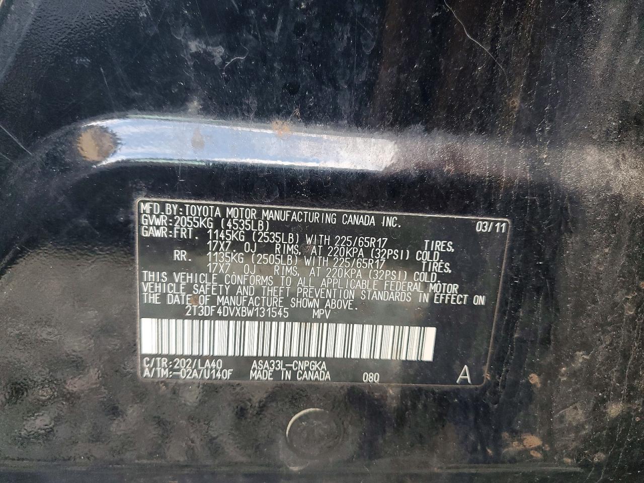 2011 Toyota Rav4 Limited Black vin: 2T3DF4DVXBW131545