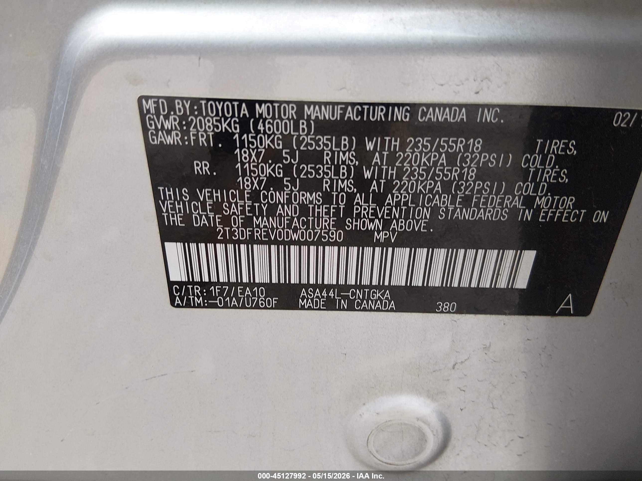 2013 Toyota Rav4 Limited Silver vin: 2T3DFREV0DW007590