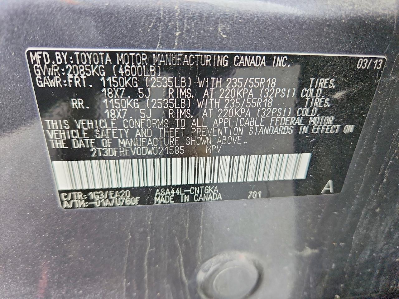 2013 Toyota Rav4 Limited Gray vin: 2T3DFREV0DW021585
