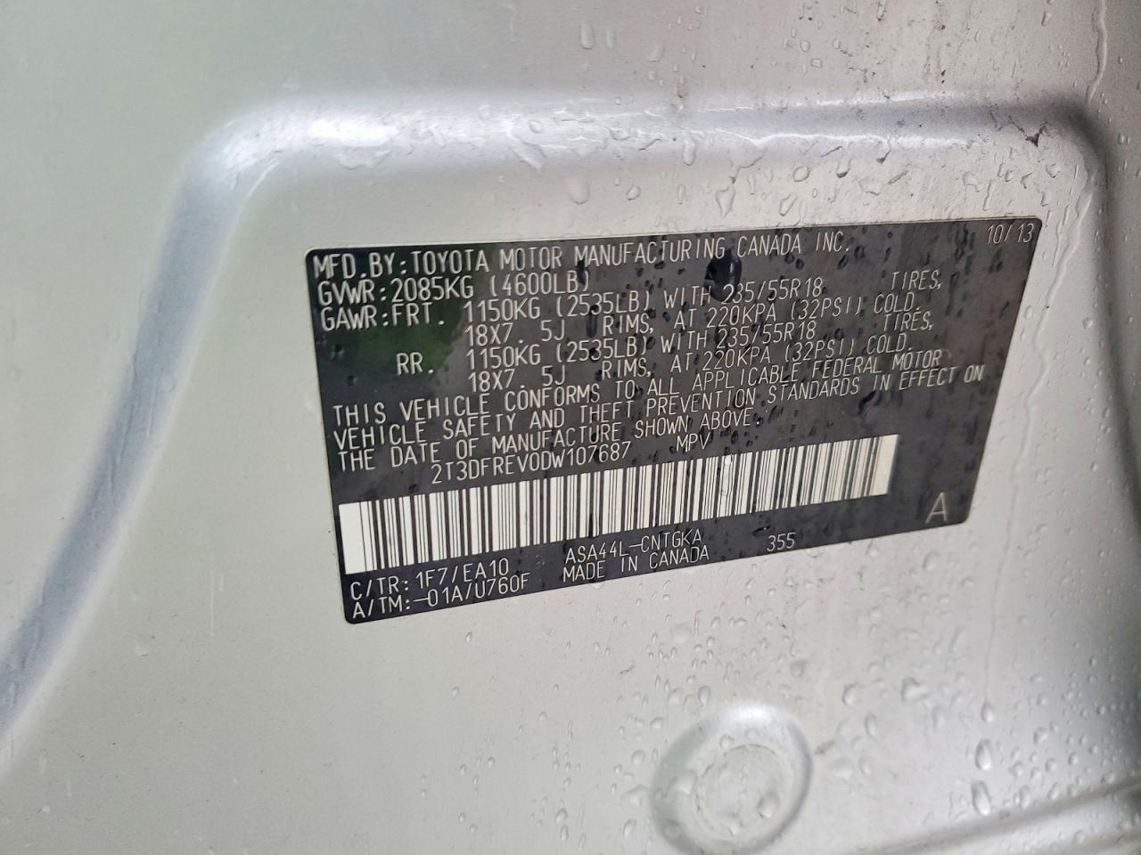 2013 Toyota Rav4 Limited Silver vin: 2T3DFREV0DW107687