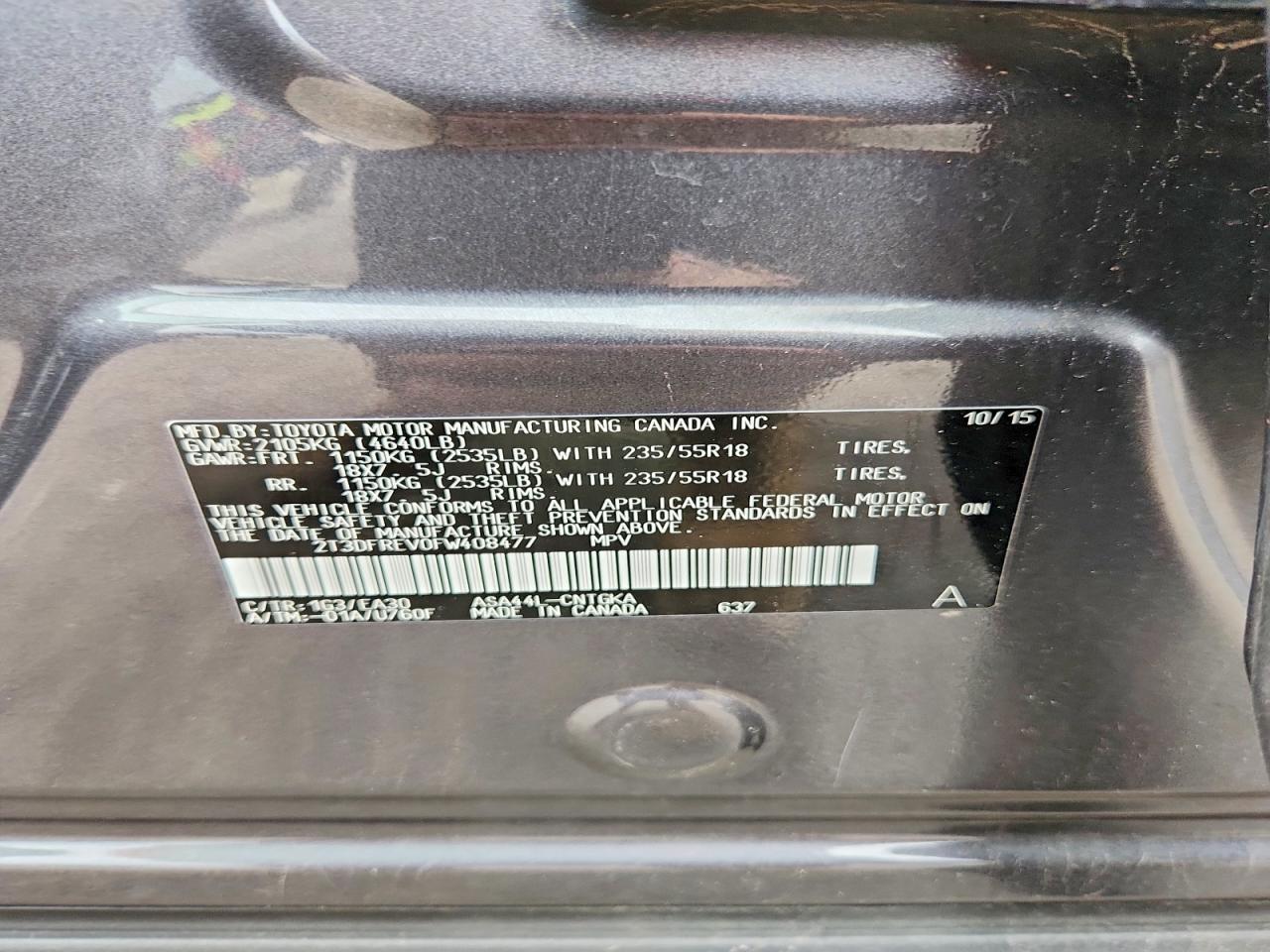 2015 Toyota Rav4 Limited Серый vin: 2T3DFREV0FW408477