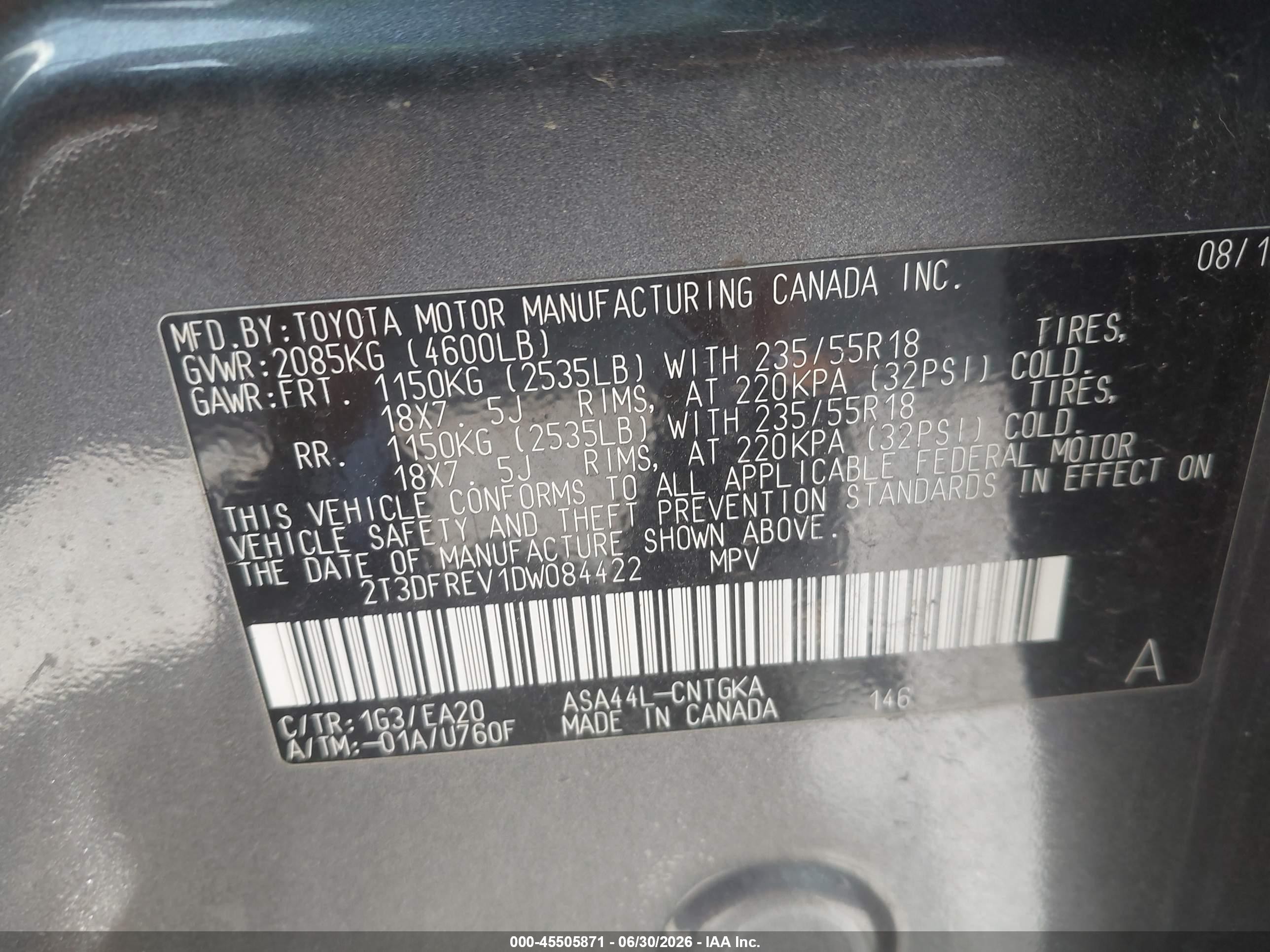 2013 Toyota Rav4 Limited Gray vin: 2T3DFREV1DW084422