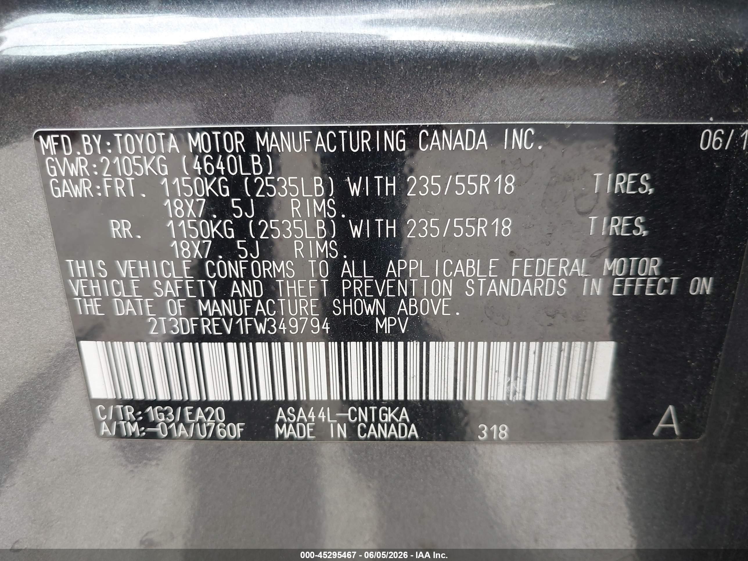 2015 Toyota Rav4 Limited Gray vin: 2T3DFREV1FW349794