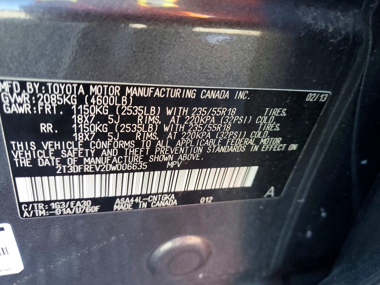 2013 Toyota Rav4 Limited Gray vin: 2T3DFREV2DW006635