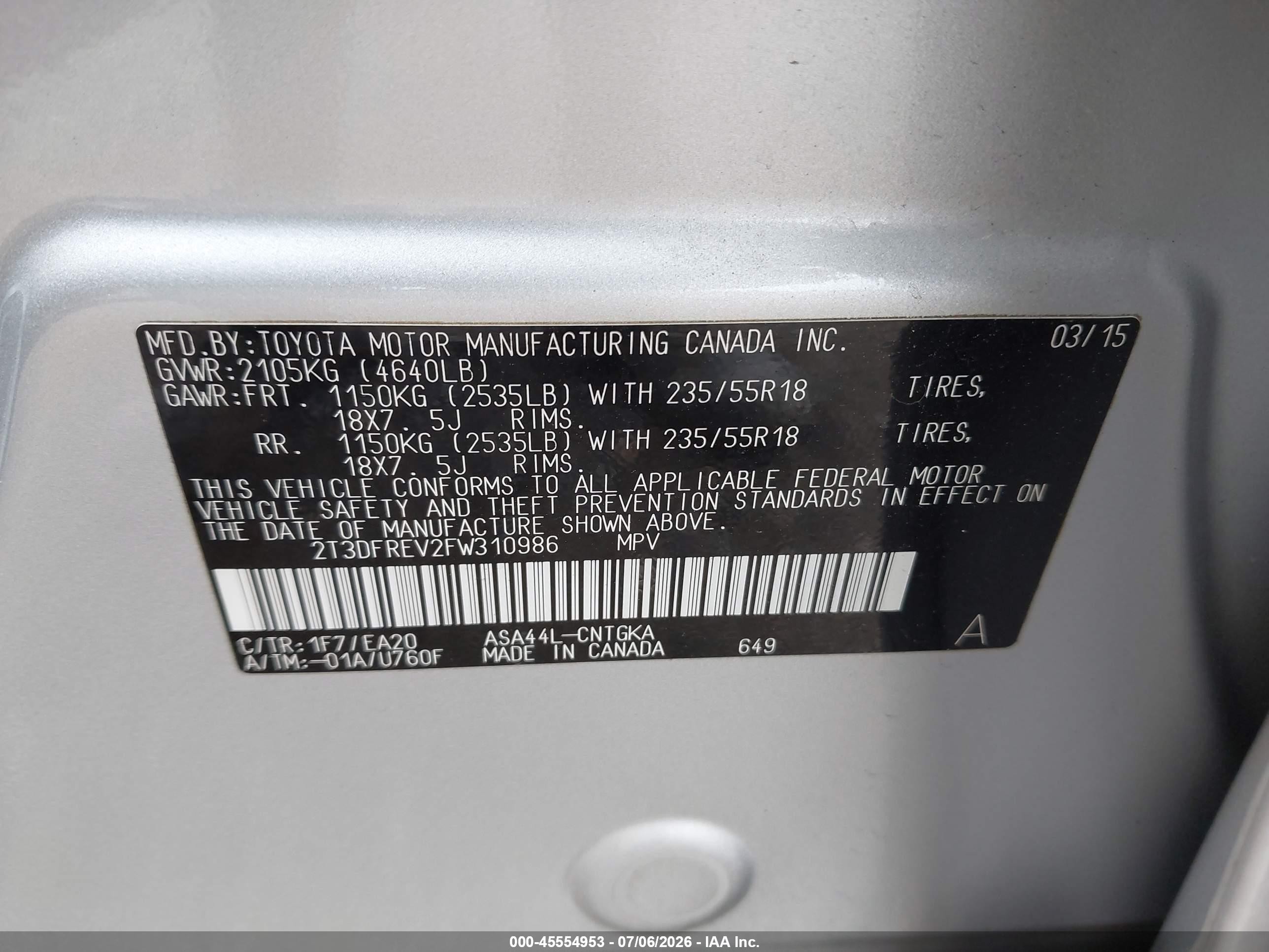 2015 Toyota Rav4 Limited Silver vin: 2T3DFREV2FW310986
