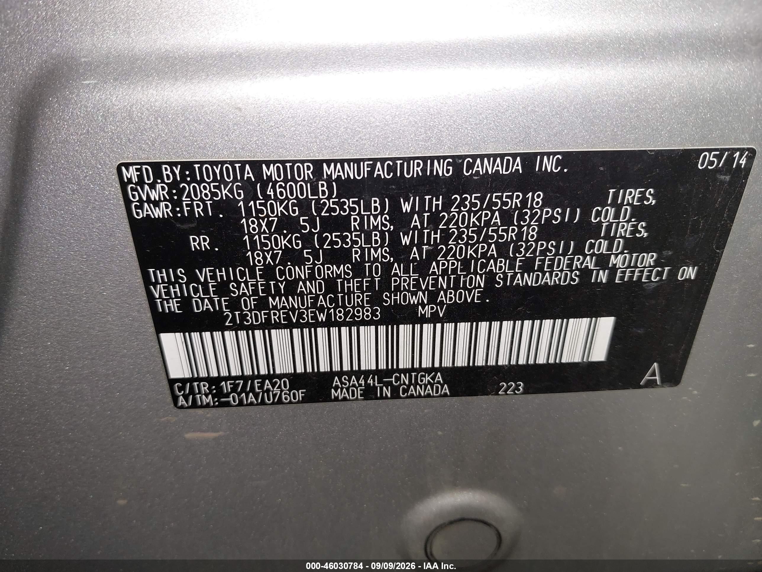 2014 Toyota Rav4 Limited Silver vin: 2T3DFREV3EW182983