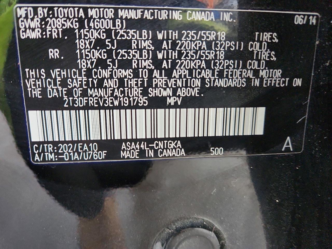2014 Toyota Rav4 Limited Black vin: 2T3DFREV3EW191795