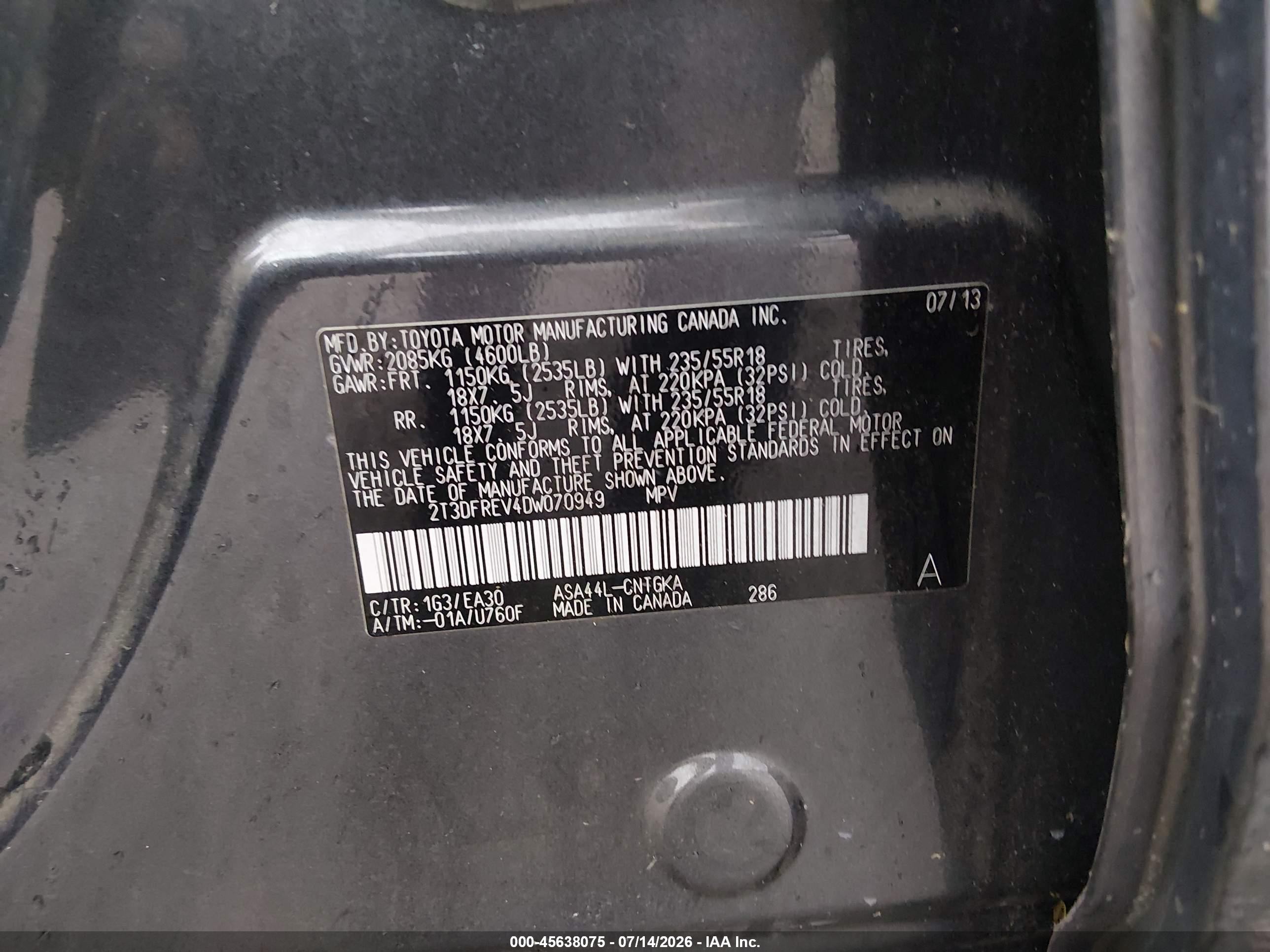 2013 Toyota Rav4 Limited Gray vin: 2T3DFREV4DW070949