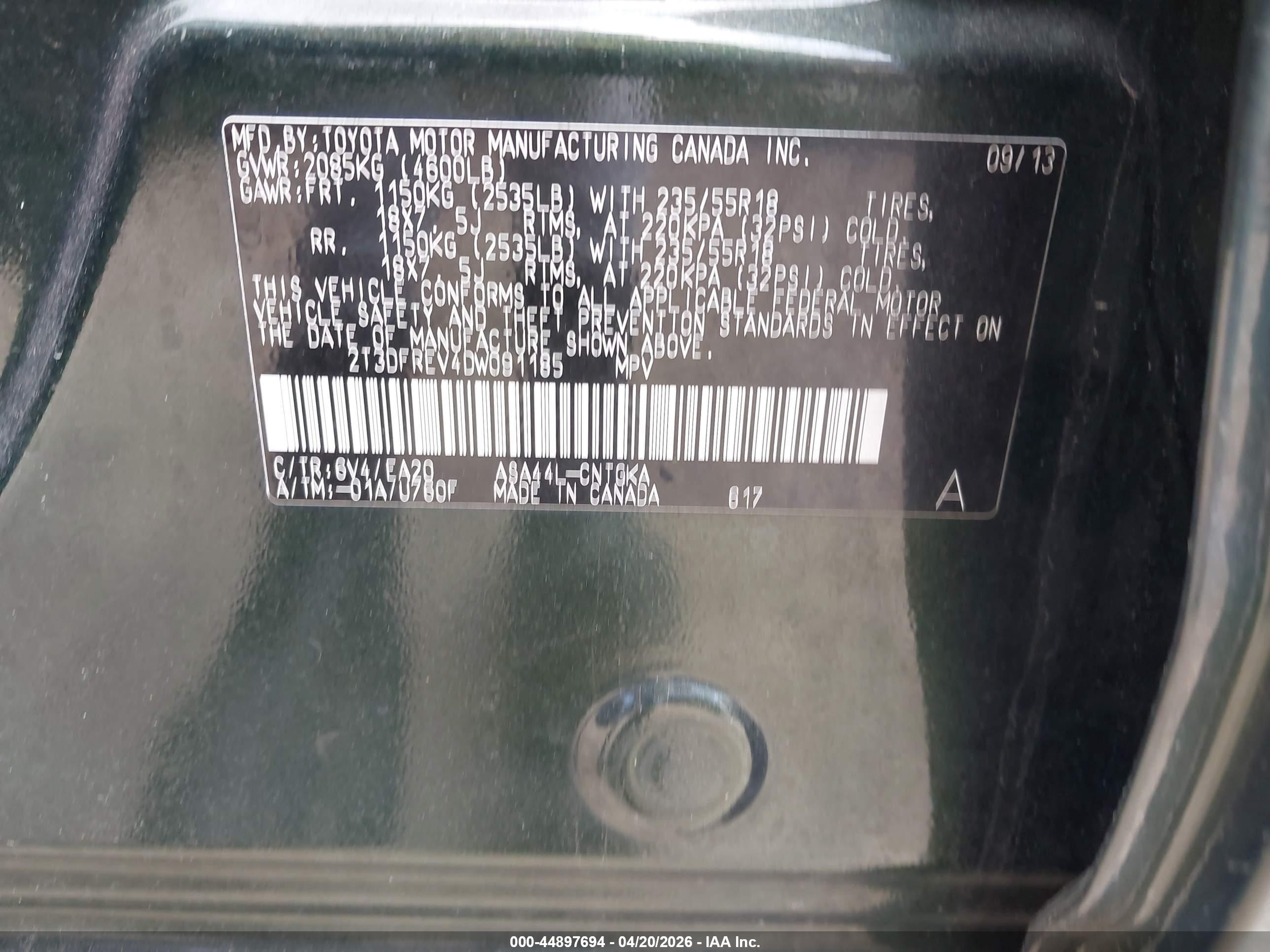 2013 Toyota Rav4 Limited Green vin: 2T3DFREV4DW091185