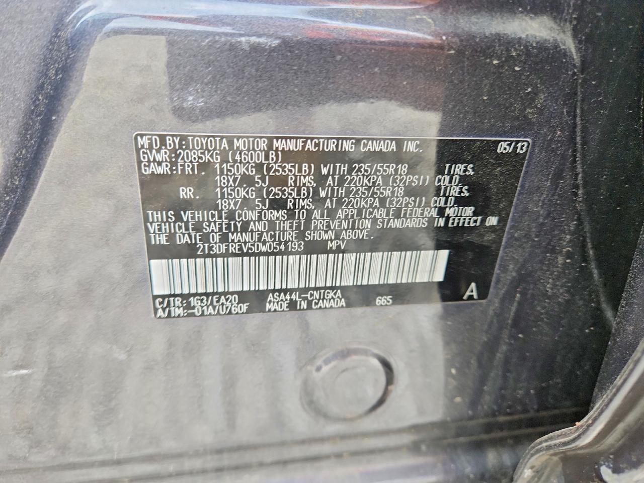 2013 Toyota Rav4 Limited Charcoal vin: 2T3DFREV5DW054193