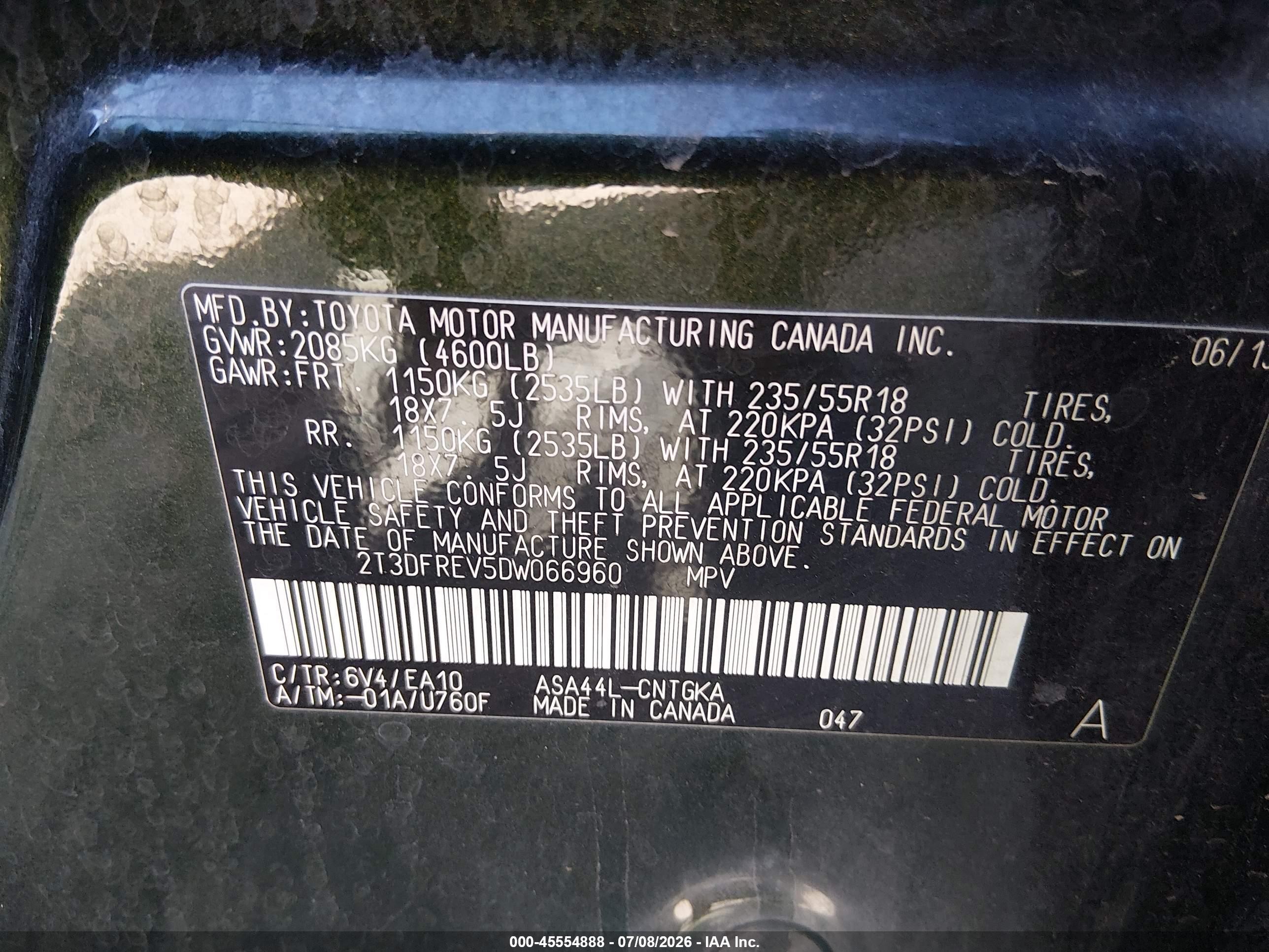 2013 Toyota Rav4 Limited Green vin: 2T3DFREV5DW066960