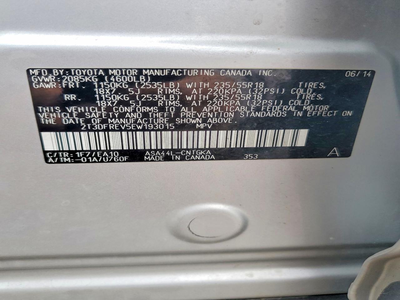 2014 Toyota Rav4 Limited Silver vin: 2T3DFREV5EW193015