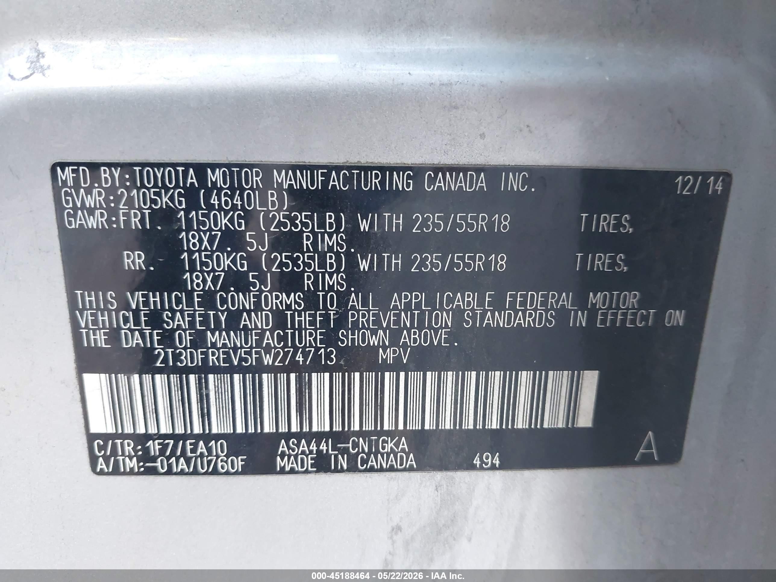 2015 Toyota Rav4 Limited Silver vin: 2T3DFREV5FW274713