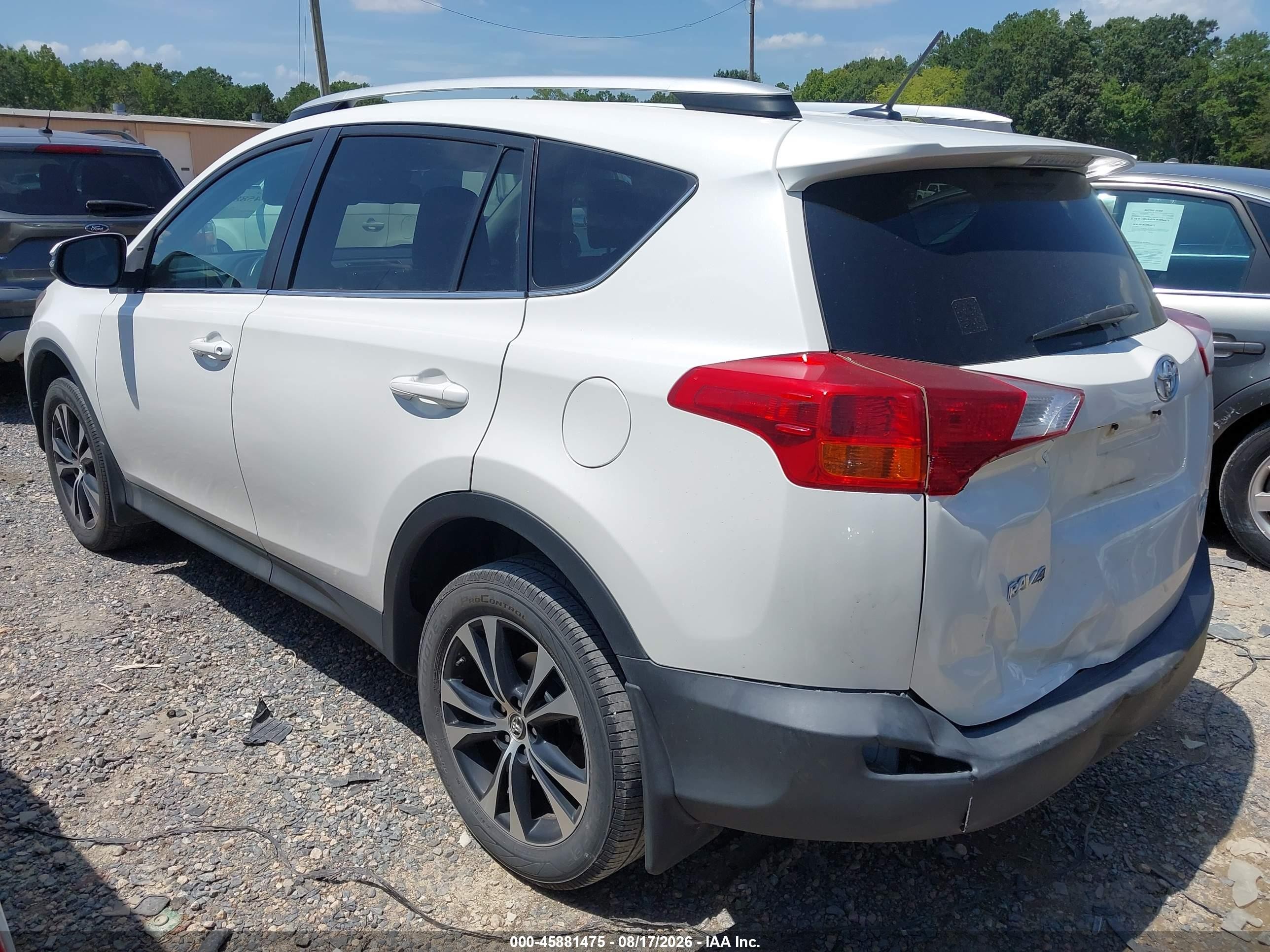2015 Toyota Rav4 Limited White vin: 2T3DFREV5FW406479