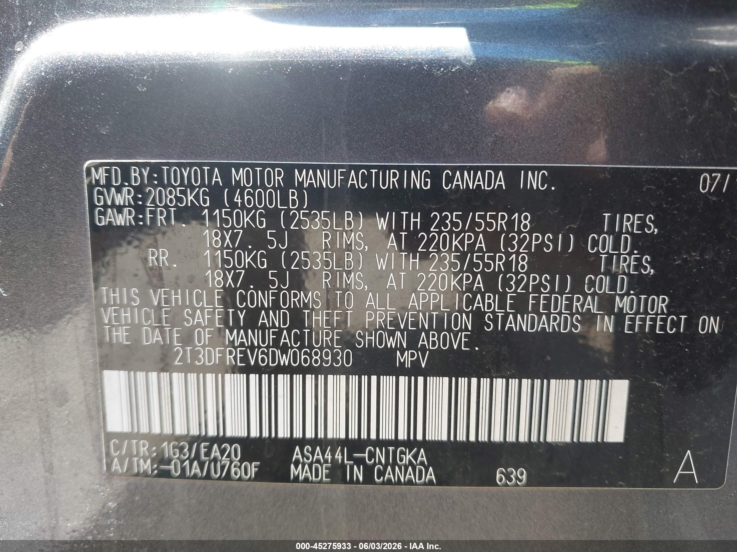2013 Toyota Rav4 Limited Gray vin: 2T3DFREV6DW068930