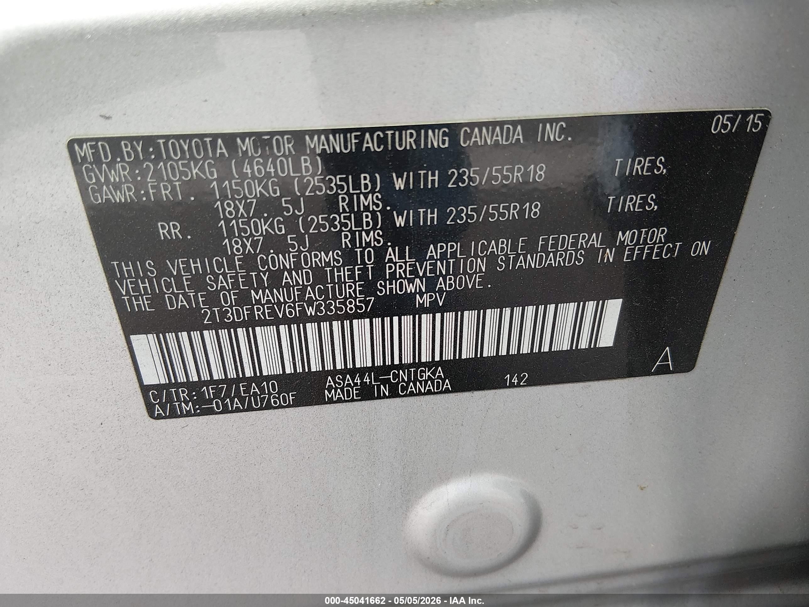 2015 Toyota Rav4 Limited Silver vin: 2T3DFREV6FW335857