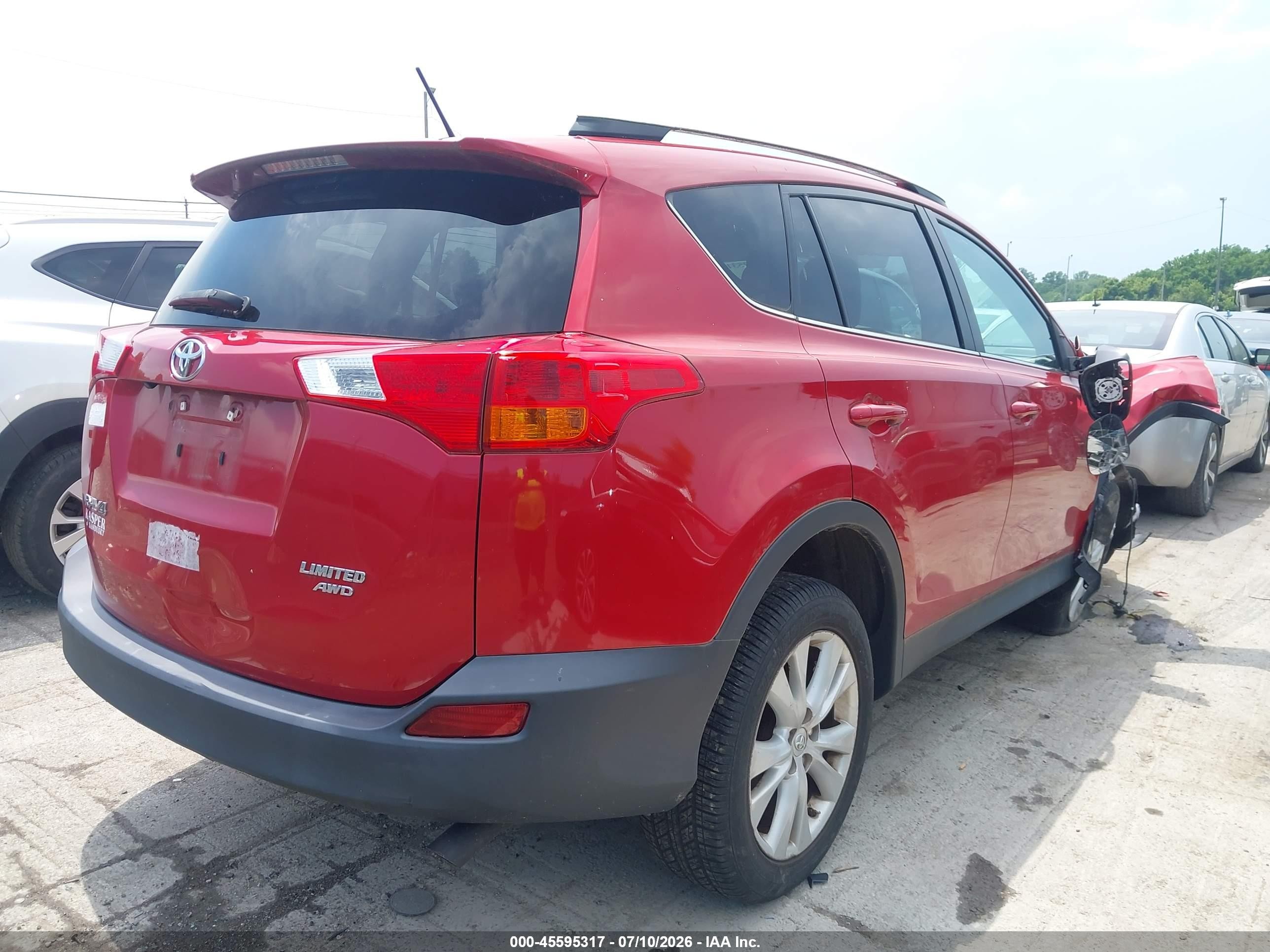 2013 Toyota Rav4 Limited Red vin: 2T3DFREV7DW091777