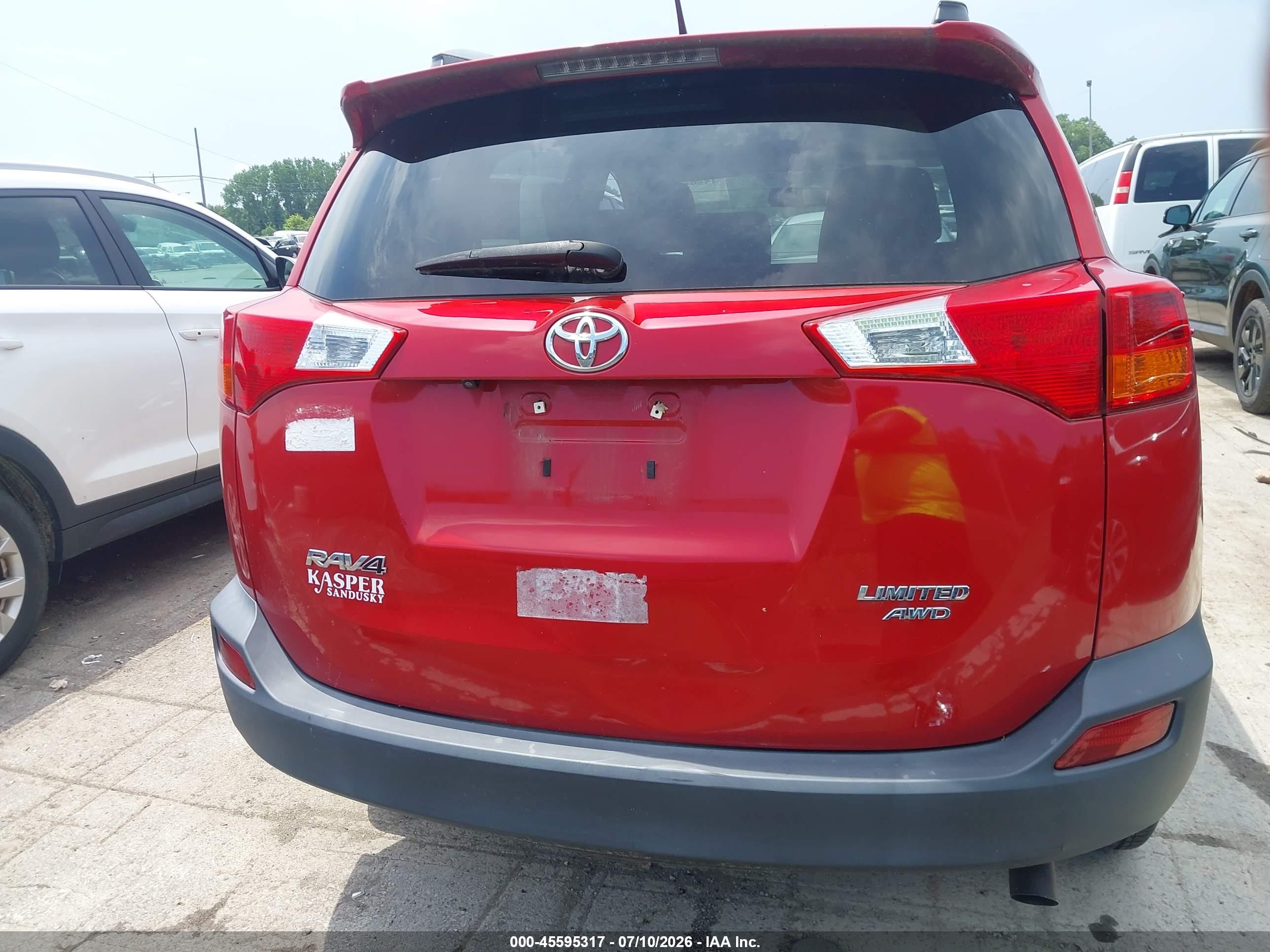 2013 Toyota Rav4 Limited Red vin: 2T3DFREV7DW091777