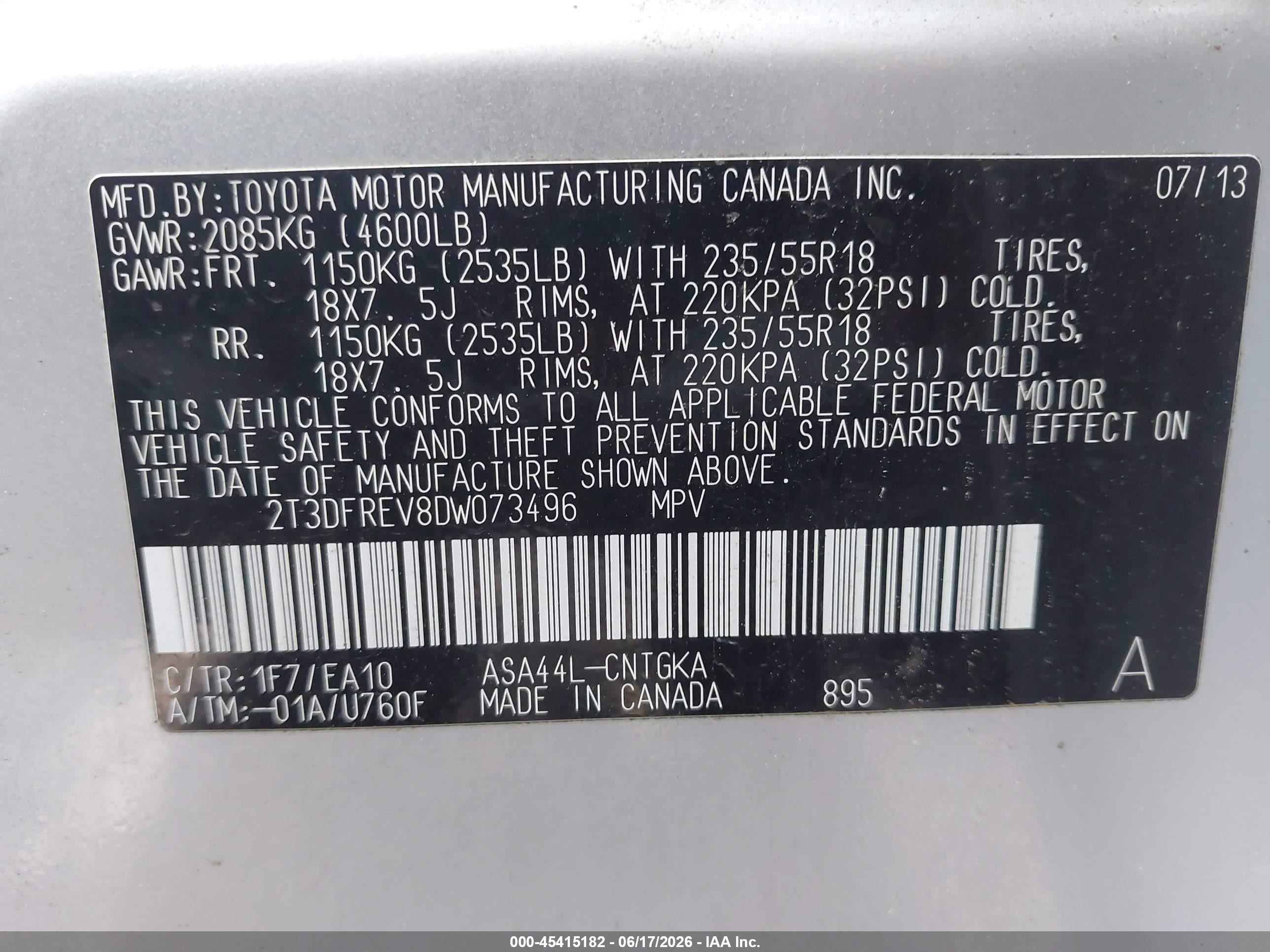 2013 Toyota Rav4 Limited Silver vin: 2T3DFREV8DW073496